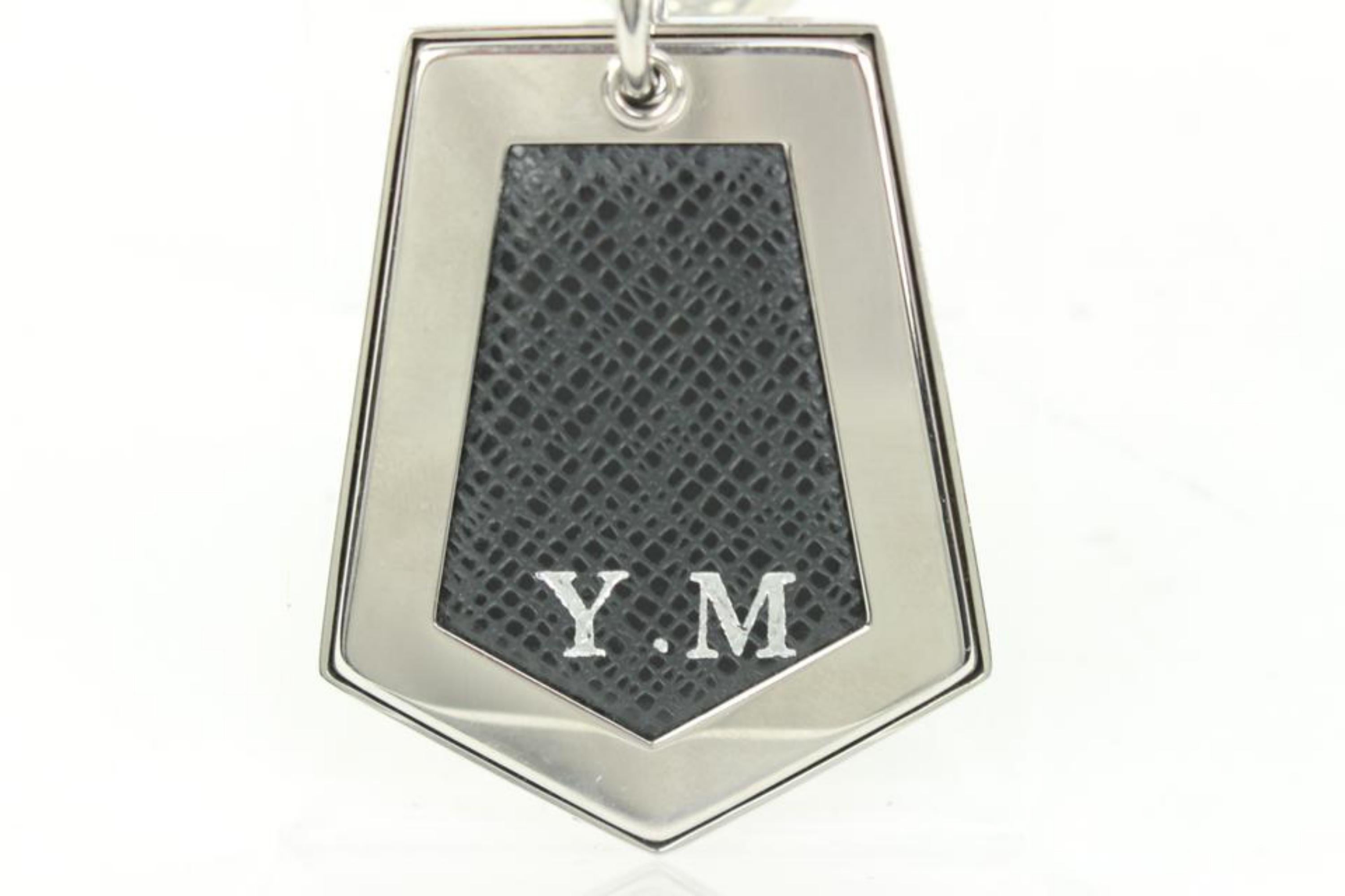 Louis Vuitton Silver x Black Taiga Keychain Bag Charm Pendant 45lz421s For Sale 5