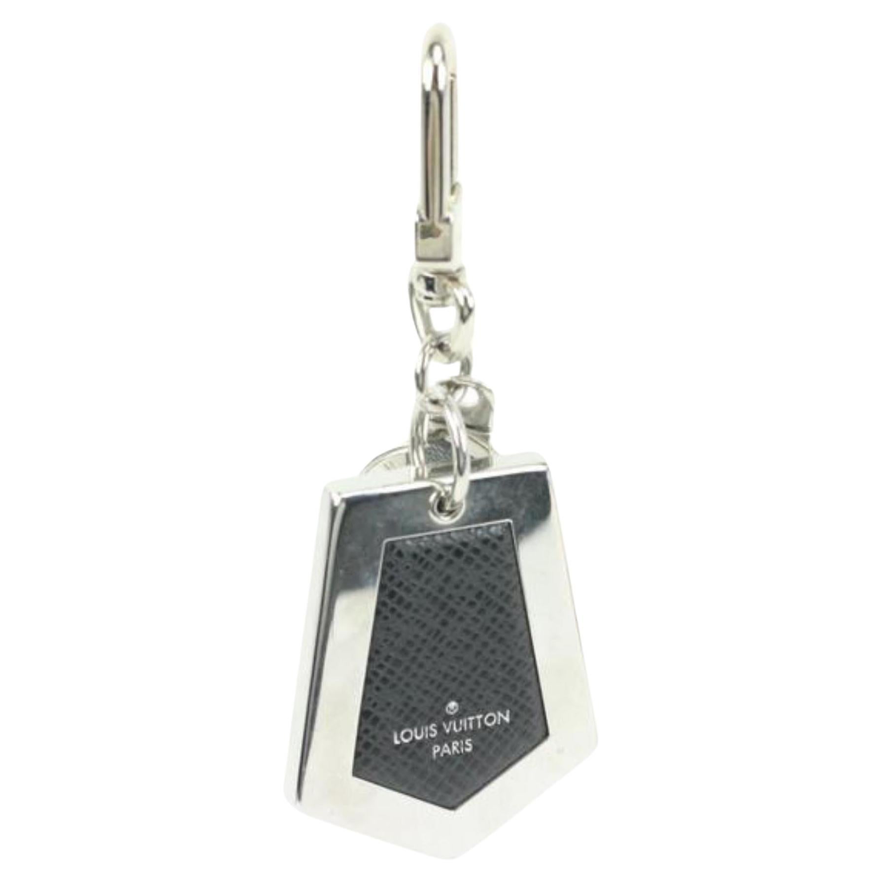 Louis Vuitton Silver x Black Taiga Keychain Bag Charm Pendant 45lz421s