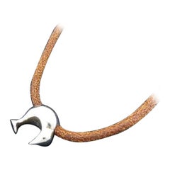 Vintage Louis Vuitton Silver X Brown Dolphin Charm 02138360 Necklace