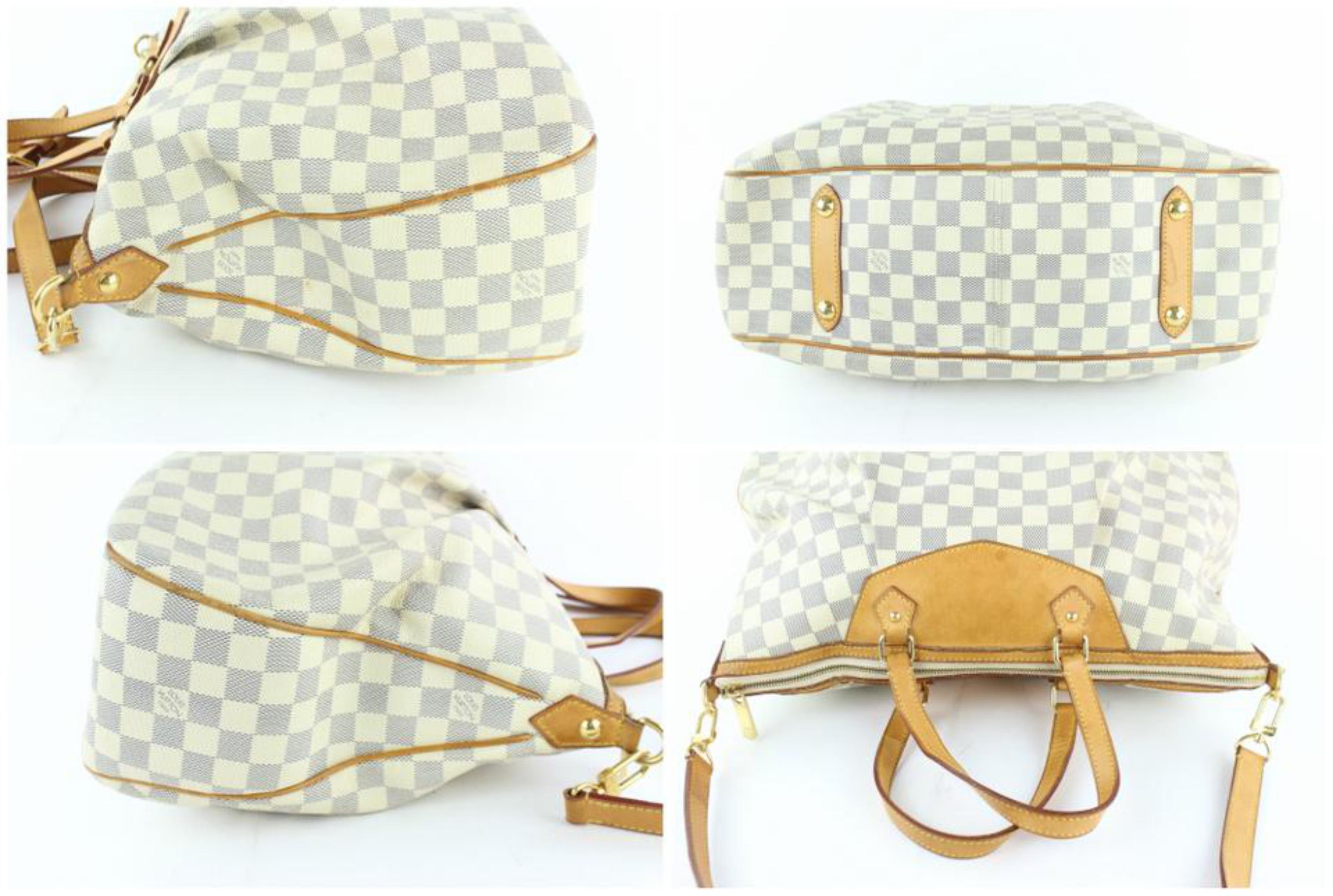 Beige Louis Vuitton Siracusa Damier Azur Gm 2way 232794 Coated Canvas Shoulder Bag For Sale
