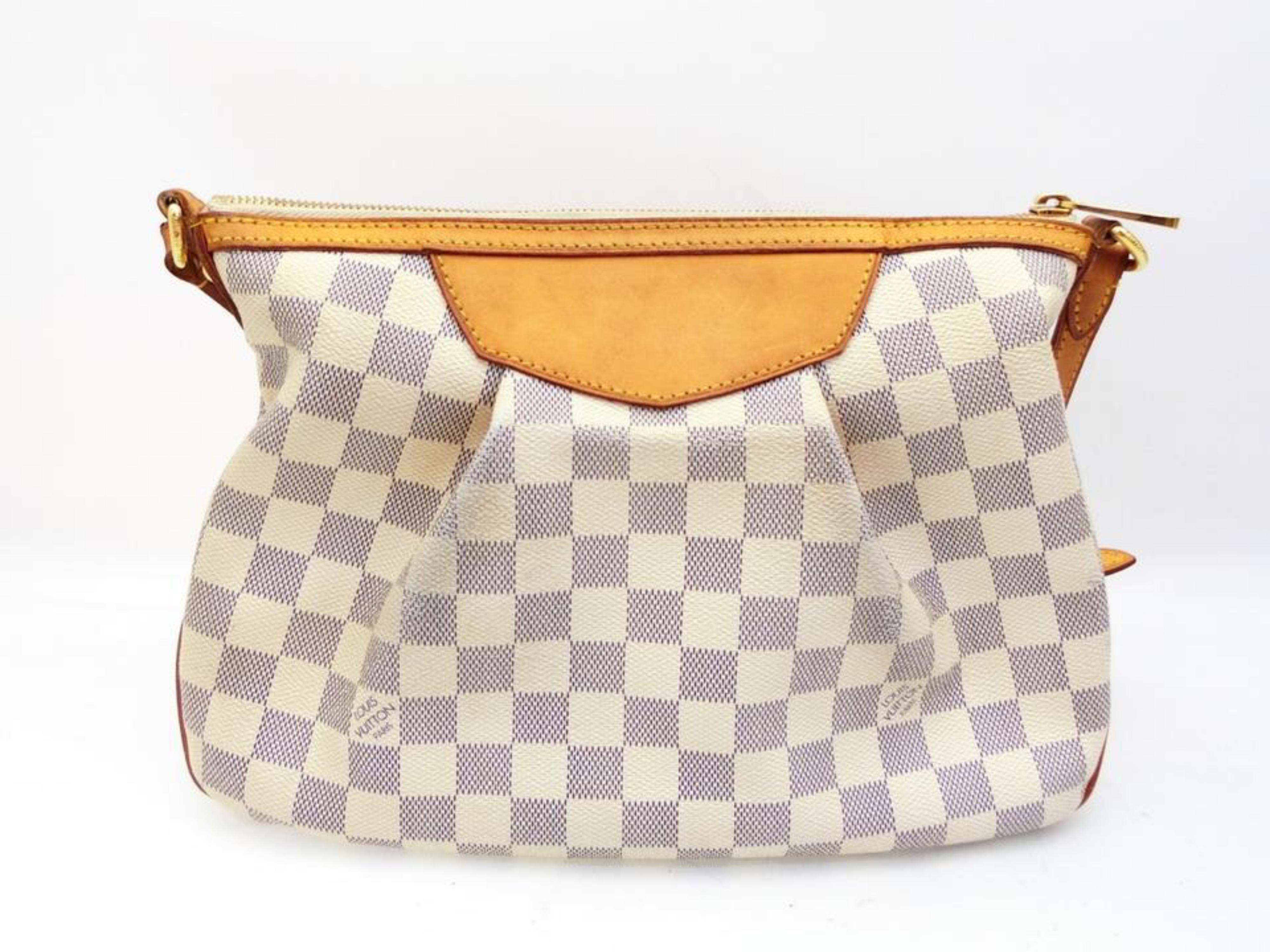 Louis Vuitton Siracusa Damier Azur Pm 234210 White Coated Canvas Cross Body Bag For Sale 1