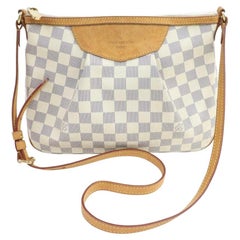 Vintage Louis Vuitton Siracusa Pm 870962 White Damier Azur Canvas Cross Body Bag