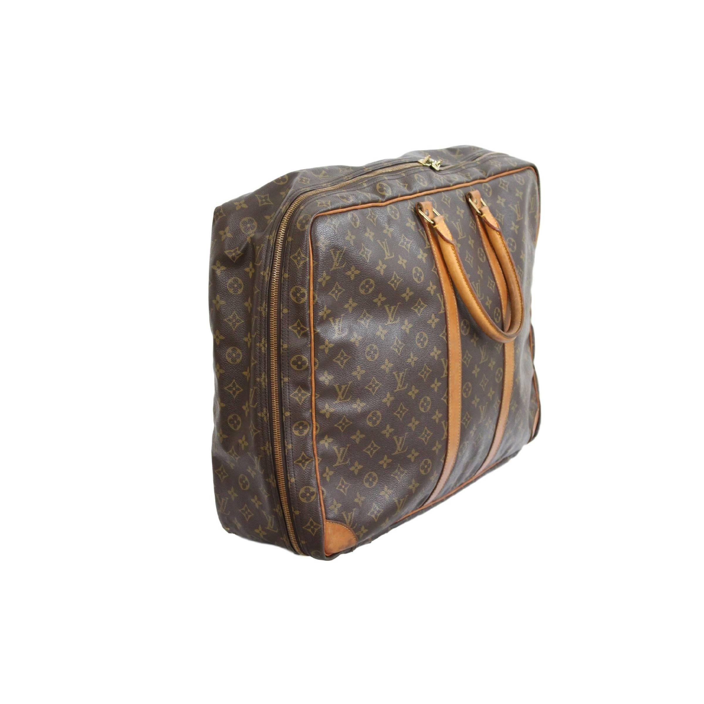 Louis Vuitton Sirius 55 travel bag Suitcase Brown Vintage Leather In Good Condition For Sale In Brindisi, IT
