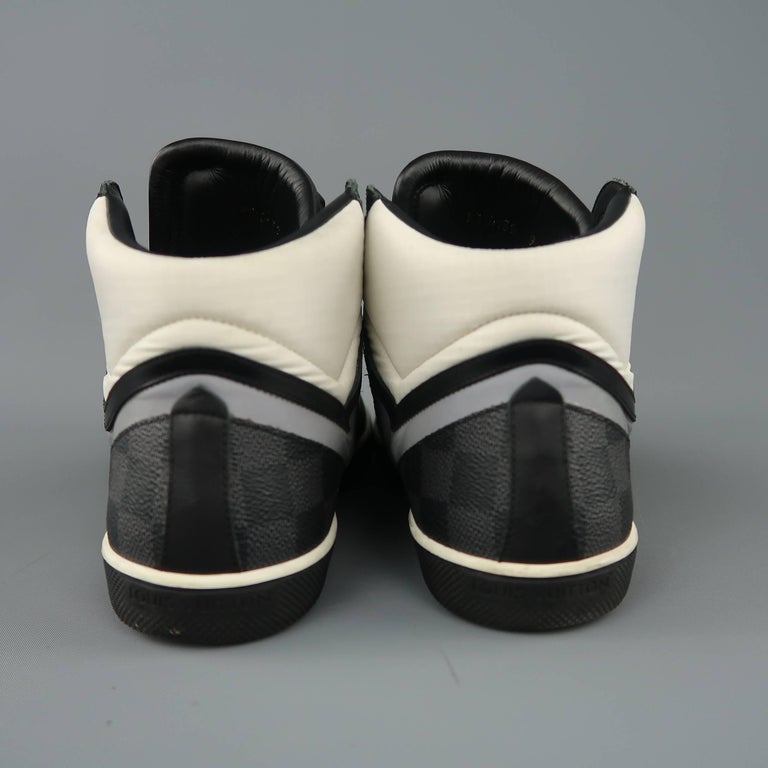Louis Vuitton damier high top sneakers gray nubuck 9 LV or 10 US 43 EUR  GO0134 *