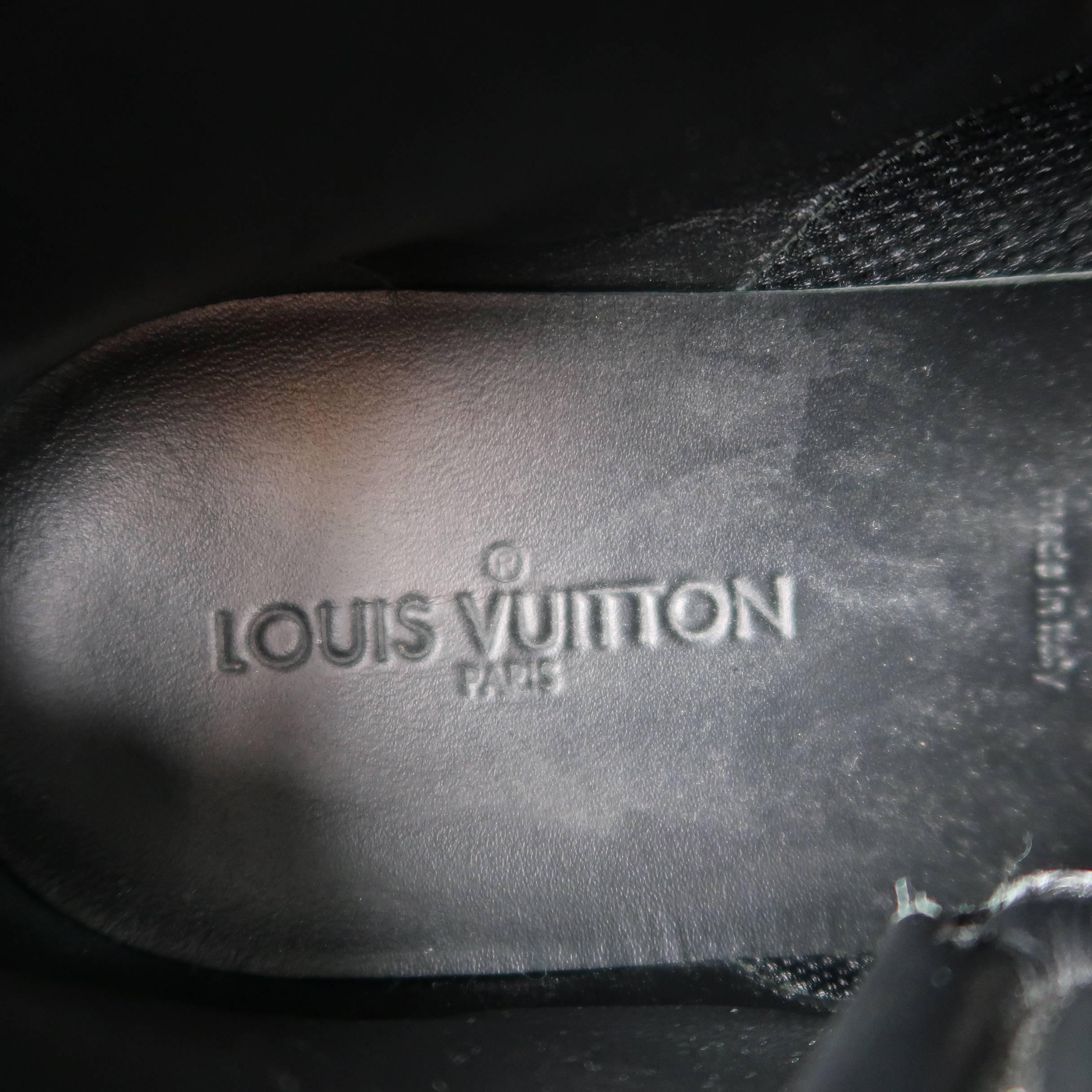 Men's LOUIS VUITTON Sneaker 10 Black & Gray Damier Leather Reflective High Top 2