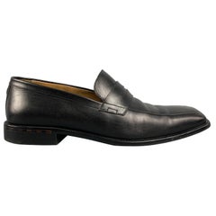 LOUIS VUITTON Size 10 Black Leather Square Toe Loafers
