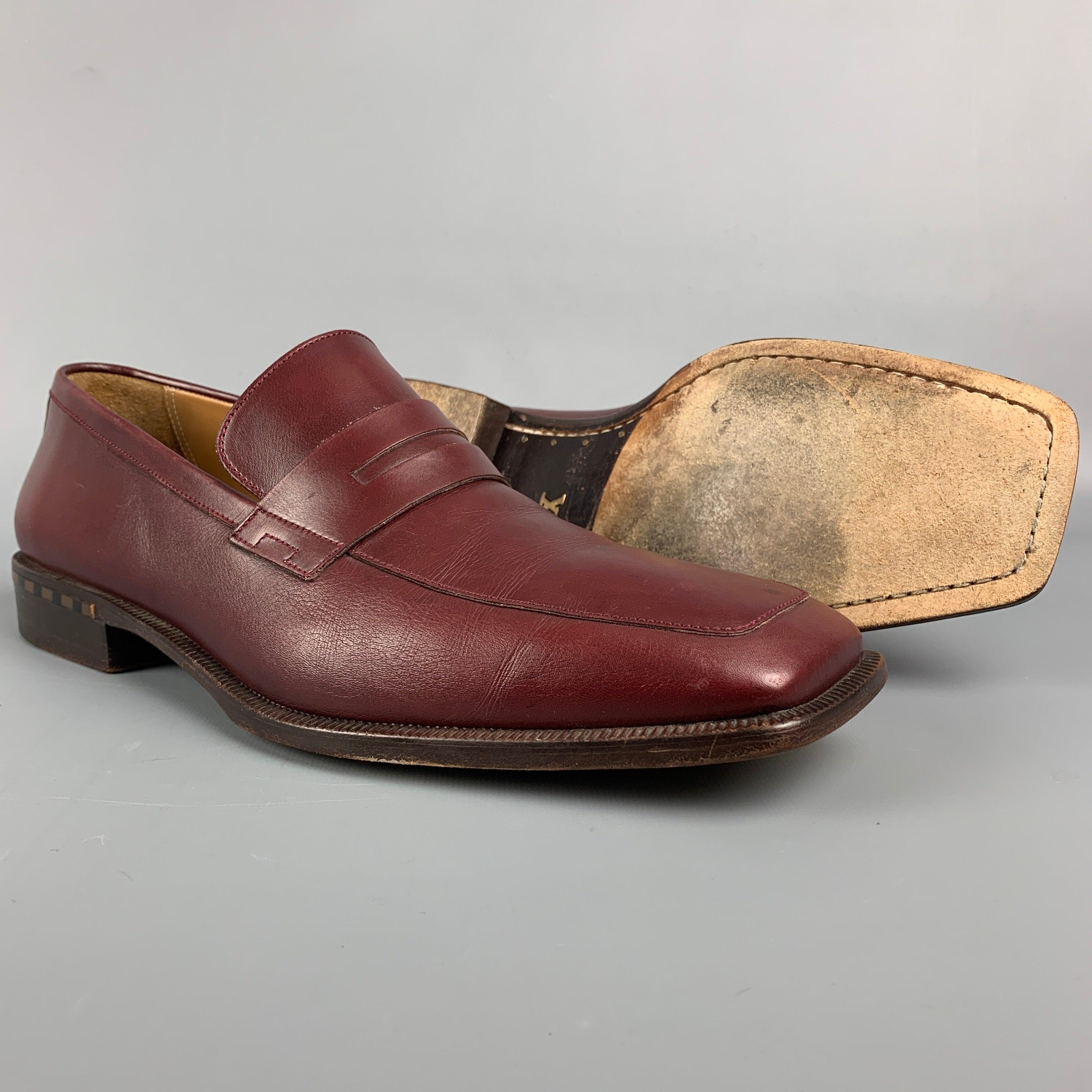 LOUIS VUITTON Size 10 Burgundy Leather Square Toe Loafers In Good Condition For Sale In San Francisco, CA