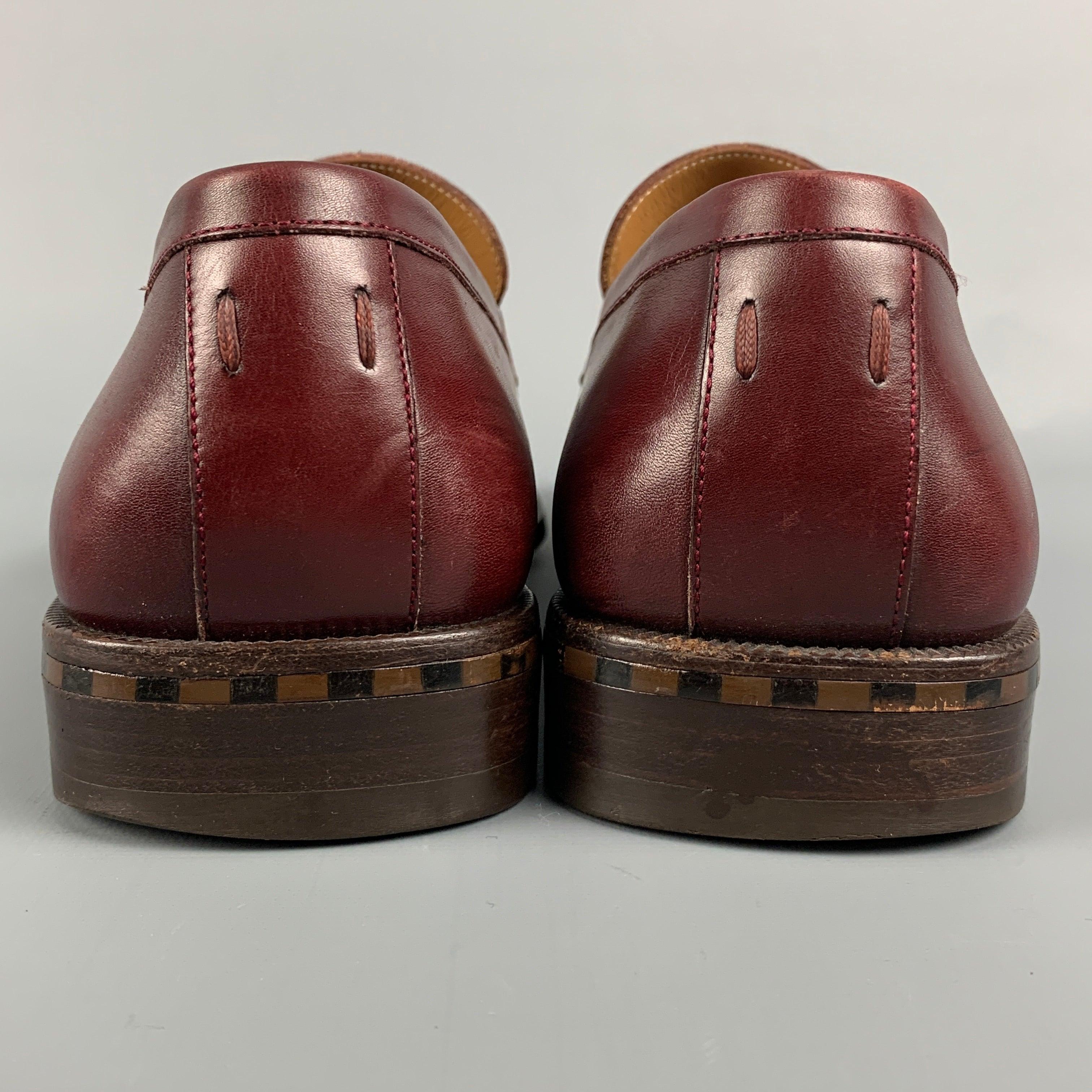 LOUIS VUITTON Size 10 Burgundy Leather Square Toe Loafers For Sale 1