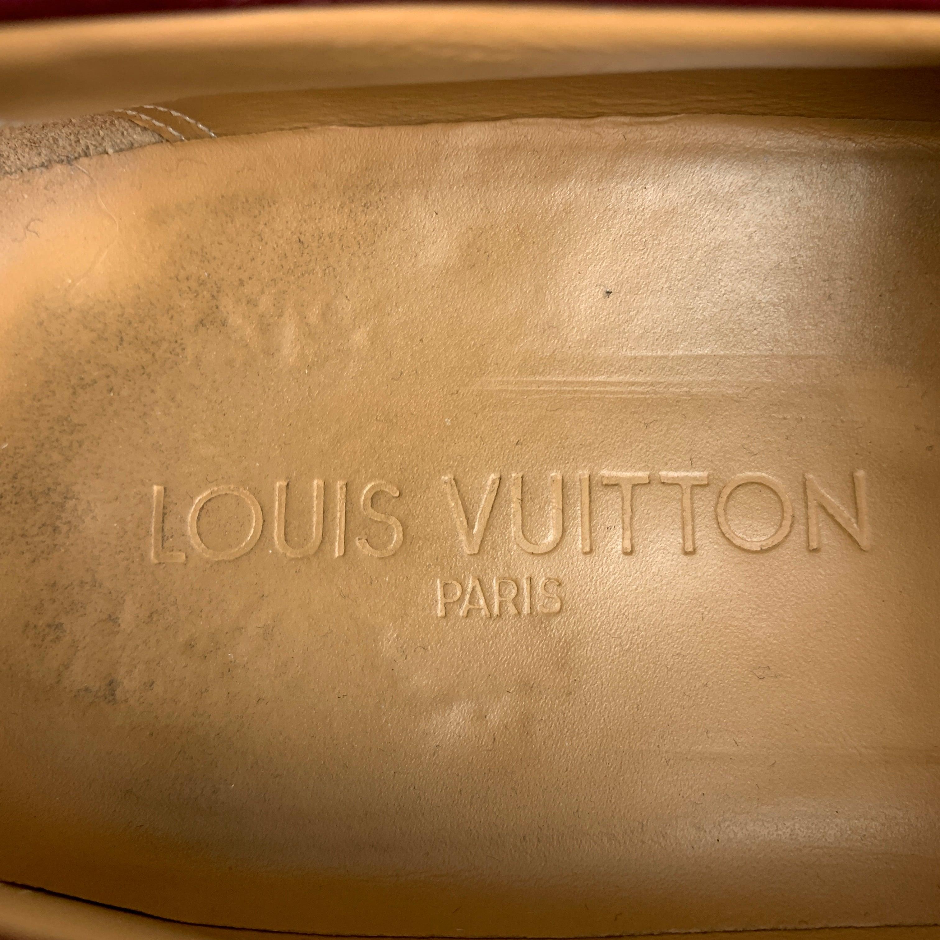 LOUIS VUITTON Quadratische Loafers aus Leder in Burgunderrot, Größe 10 im Angebot 3