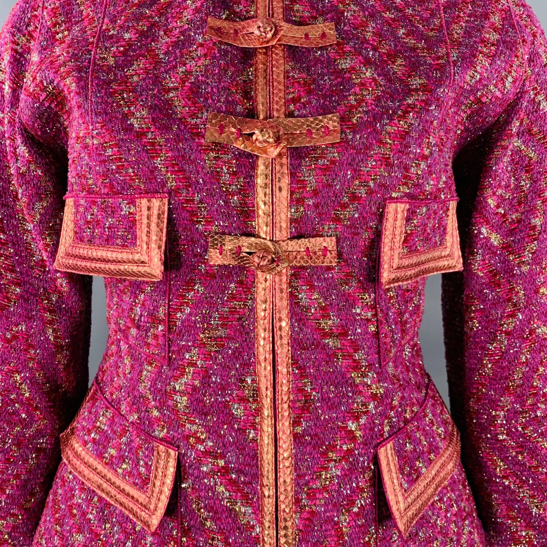 LOUIS VUITTON Size 10 Purple Fuchsia Cotton Blend Jacket Blazer In Good Condition For Sale In San Francisco, CA