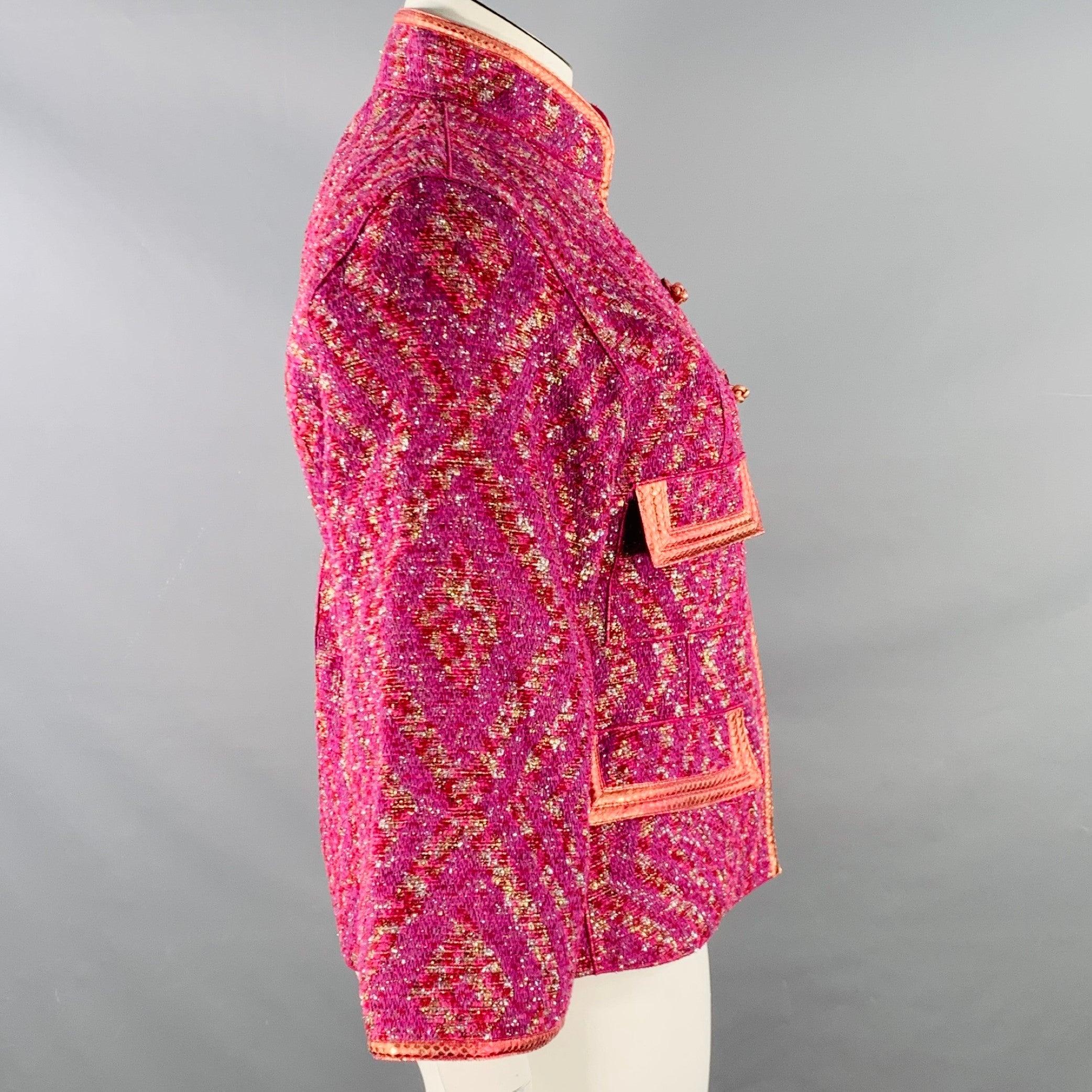 Women's LOUIS VUITTON Size 10 Purple Fuchsia Cotton Blend Jacket Blazer For Sale