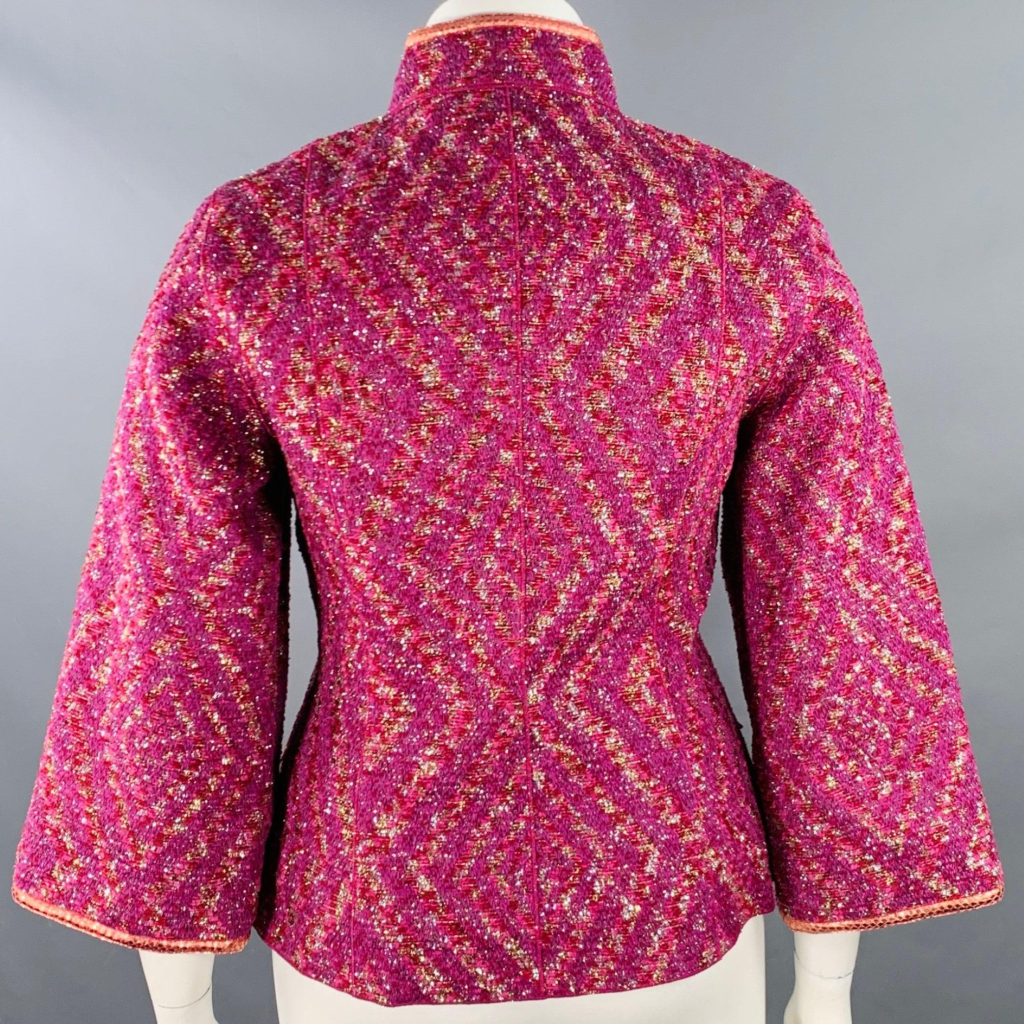 LOUIS VUITTON Size 10 Purple Fuchsia Cotton Blend Jacket Blazer For Sale 1