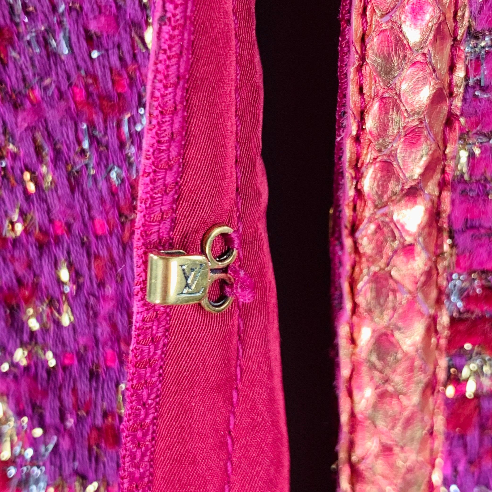 LOUIS VUITTON Size 10 Purple Fuchsia Cotton Blend Jacket Blazer For Sale 3
