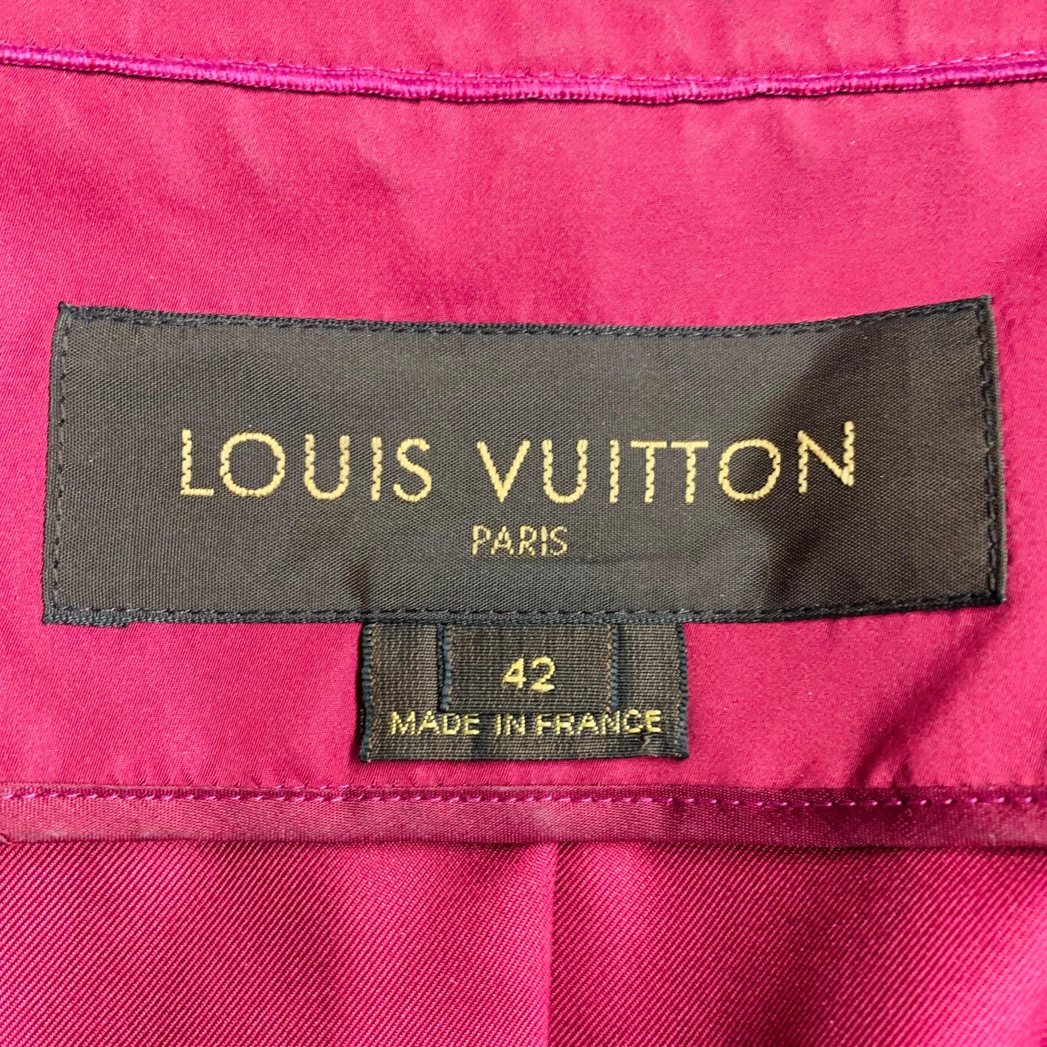 LOUIS VUITTON Size 10 Purple Fuchsia Cotton Blend Jacket Blazer For Sale 4