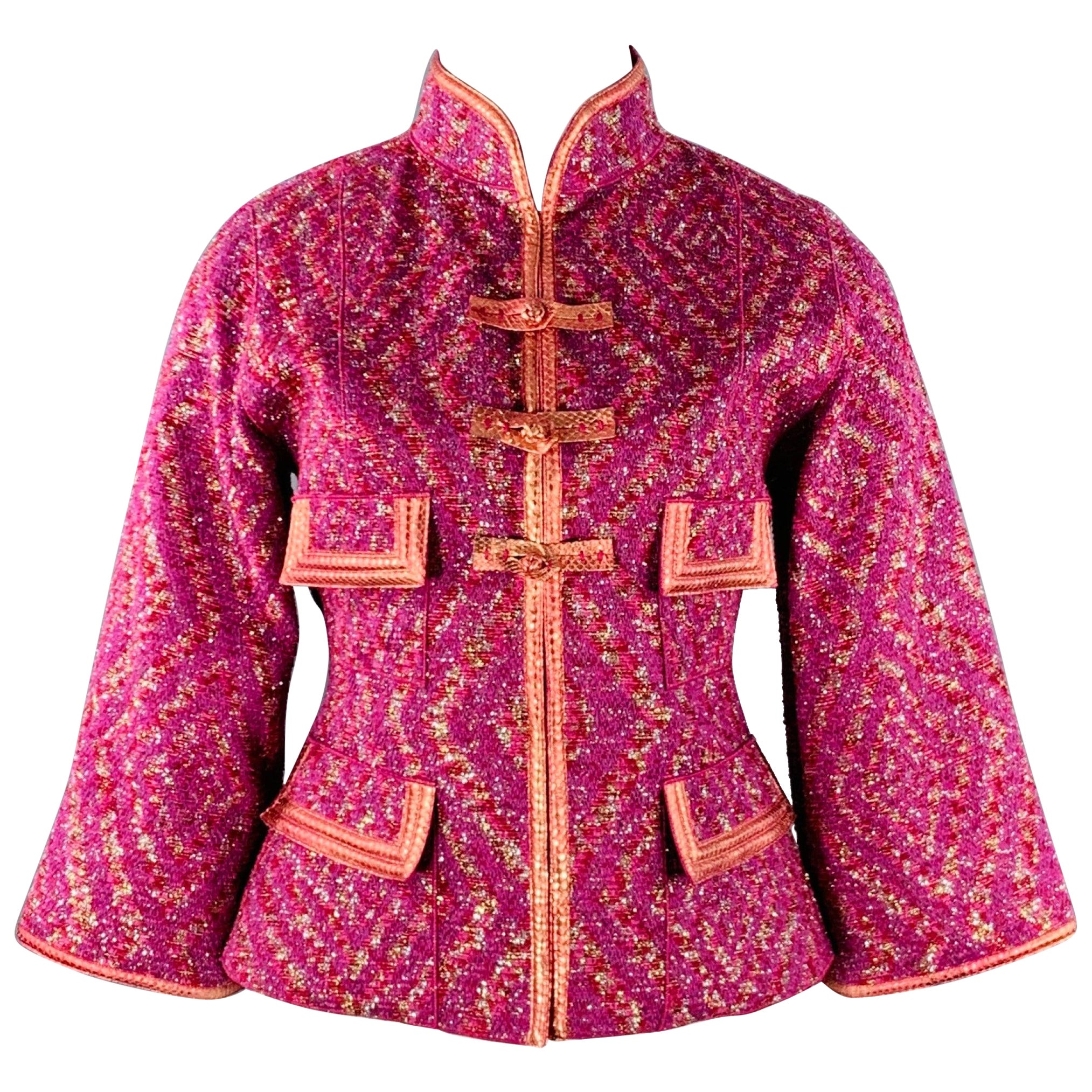 LOUIS VUITTON Size 10 Purple Fuchsia Cotton Blend Jacket Blazer
