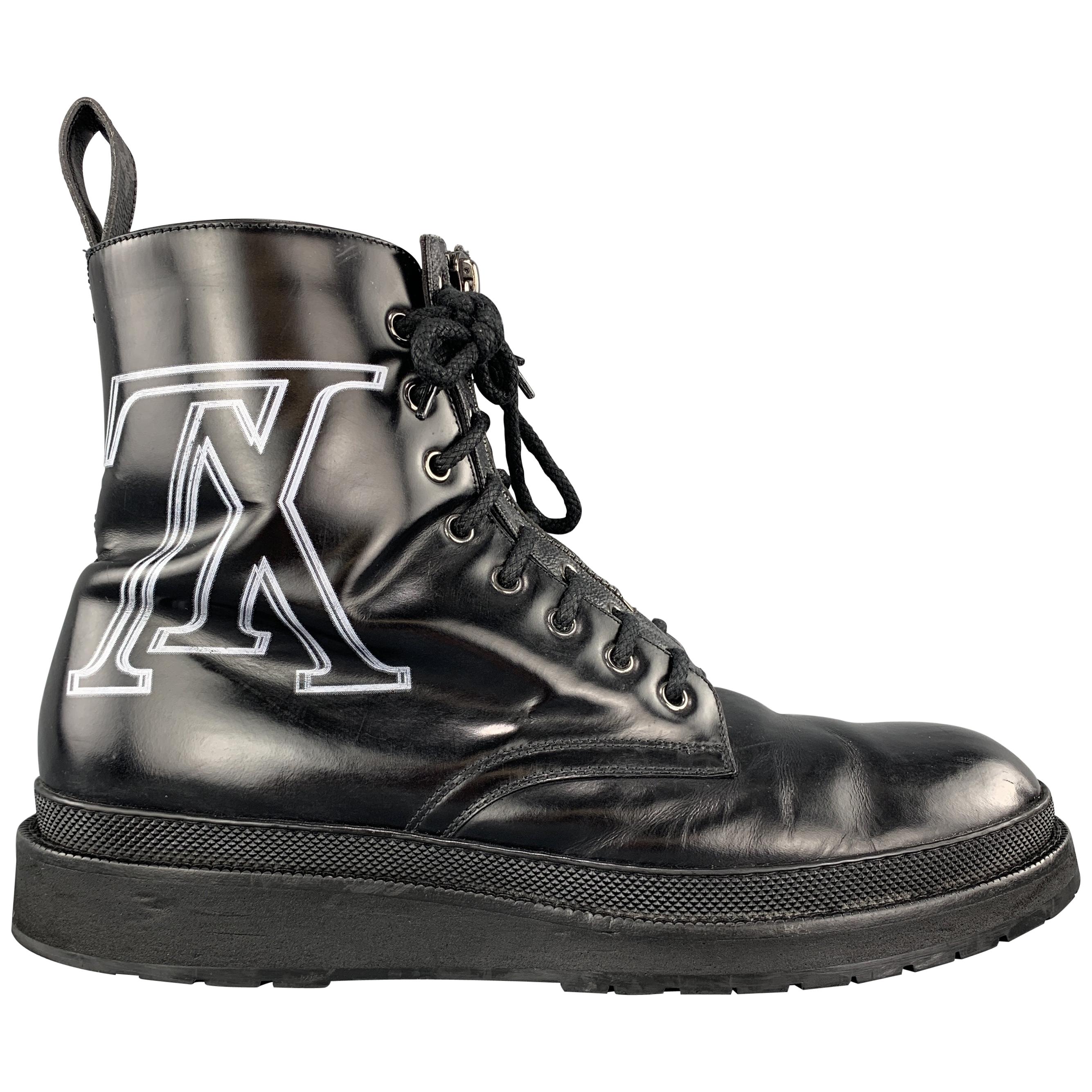 Louis Vuitton Black Leather Karakoram Pattern Punchy Sneaker Boots Size 36  - ShopStyle