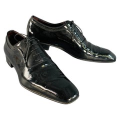 LOUIS VUITTON Size 10.5 Black Patent Leather Oxford Lace-Up Shoes