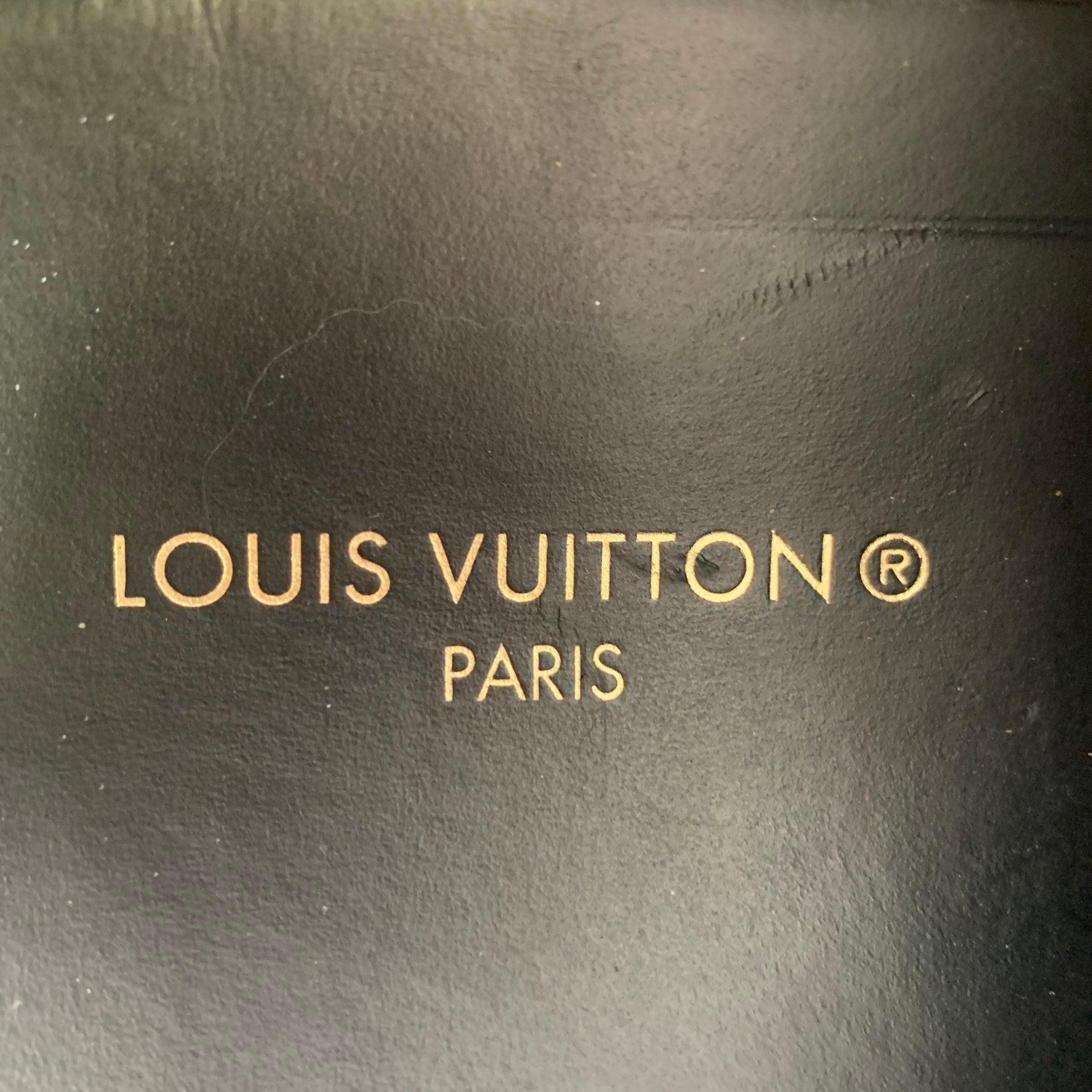 LOUIS VUITTON Taille 10.5 Black White Checkered Leather Rubber Sole Sneakers 2