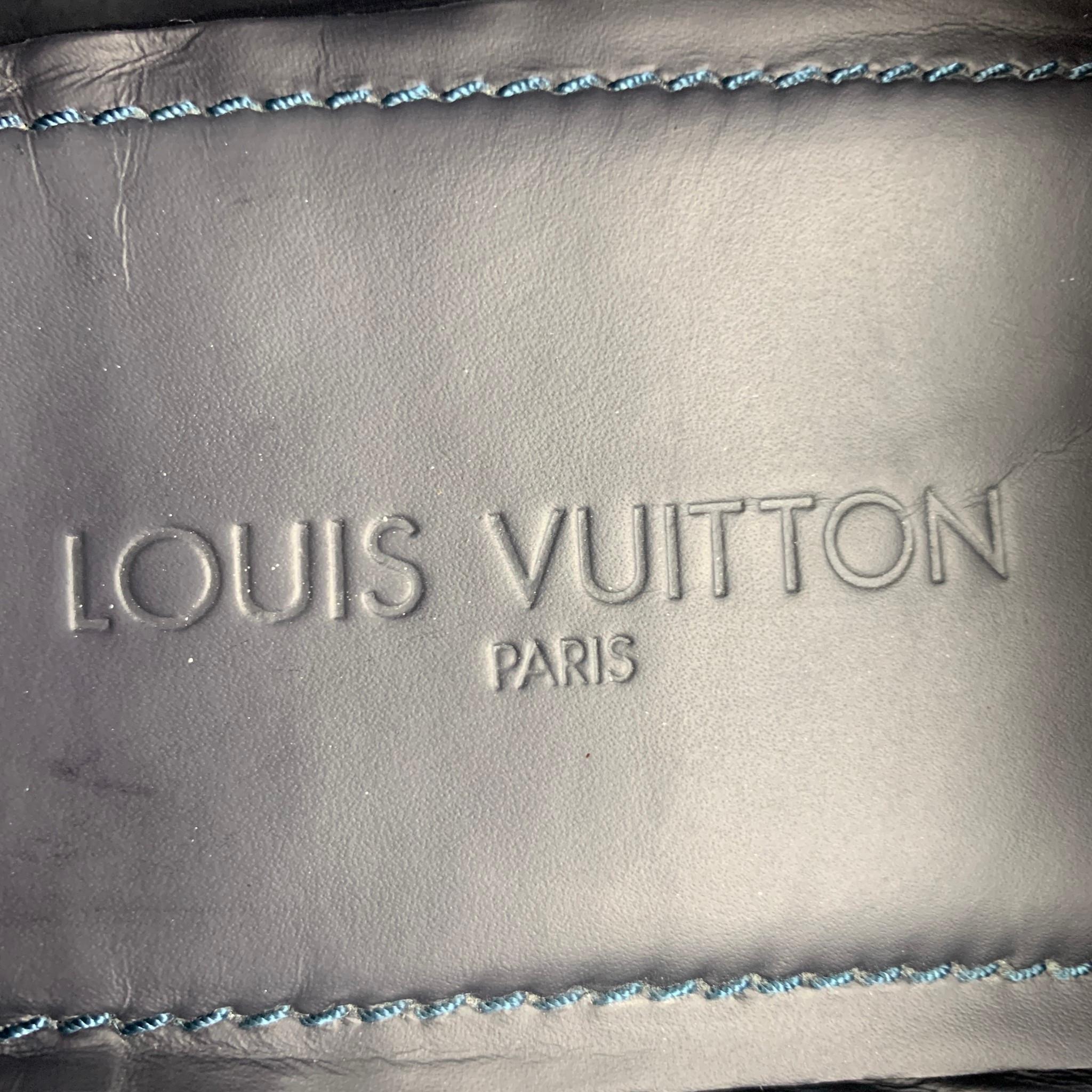 LOUIS VUITTON Size 10.5 Navy Leather Drivers Loafers In Good Condition In San Francisco, CA