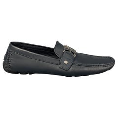 LOUIS VUITTON Size 10.5 Navy Leather Drivers Loafers