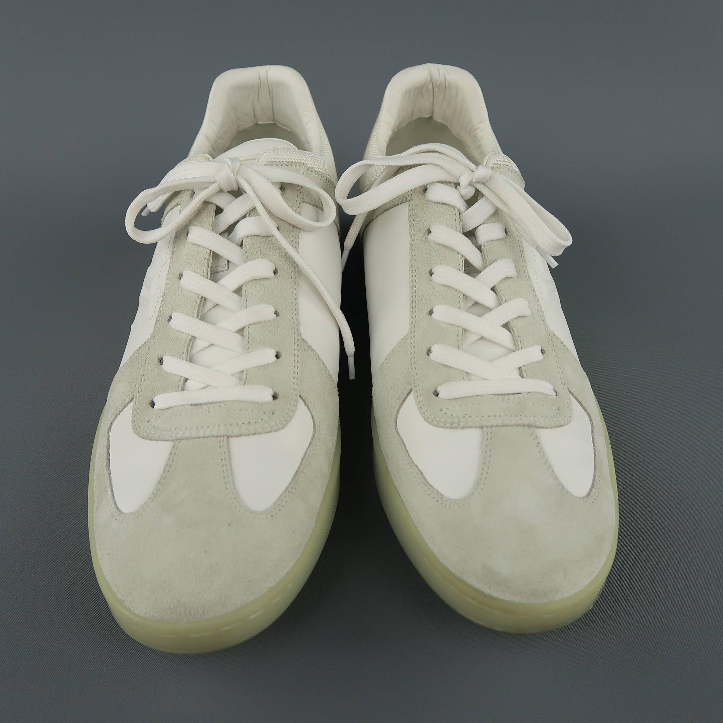 Louis Vuitton White and Gray Leather Trainer Sneakers  In Good Condition In San Francisco, CA