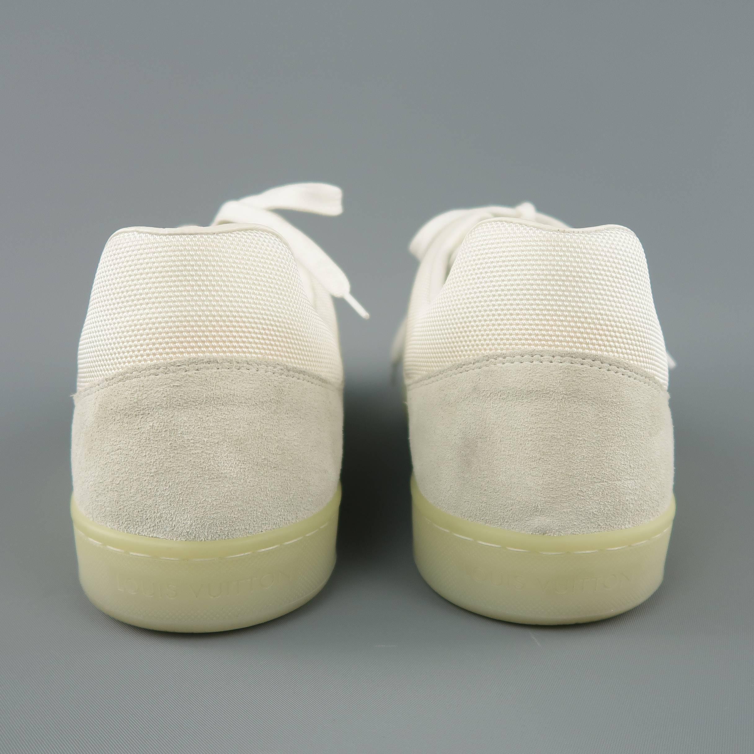 Louis Vuitton White and Gray Leather Trainer Sneakers  2