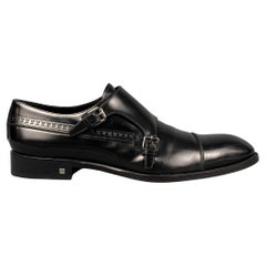 LOUIS VUITTON Size 11 Black Leather Double Monk Strap Loafers