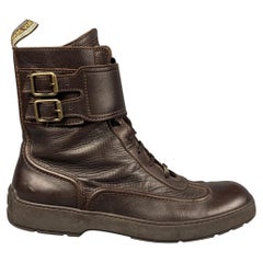 LOUIS VUITTON Size 11 Brown Leather Lace Up & Belt Boots