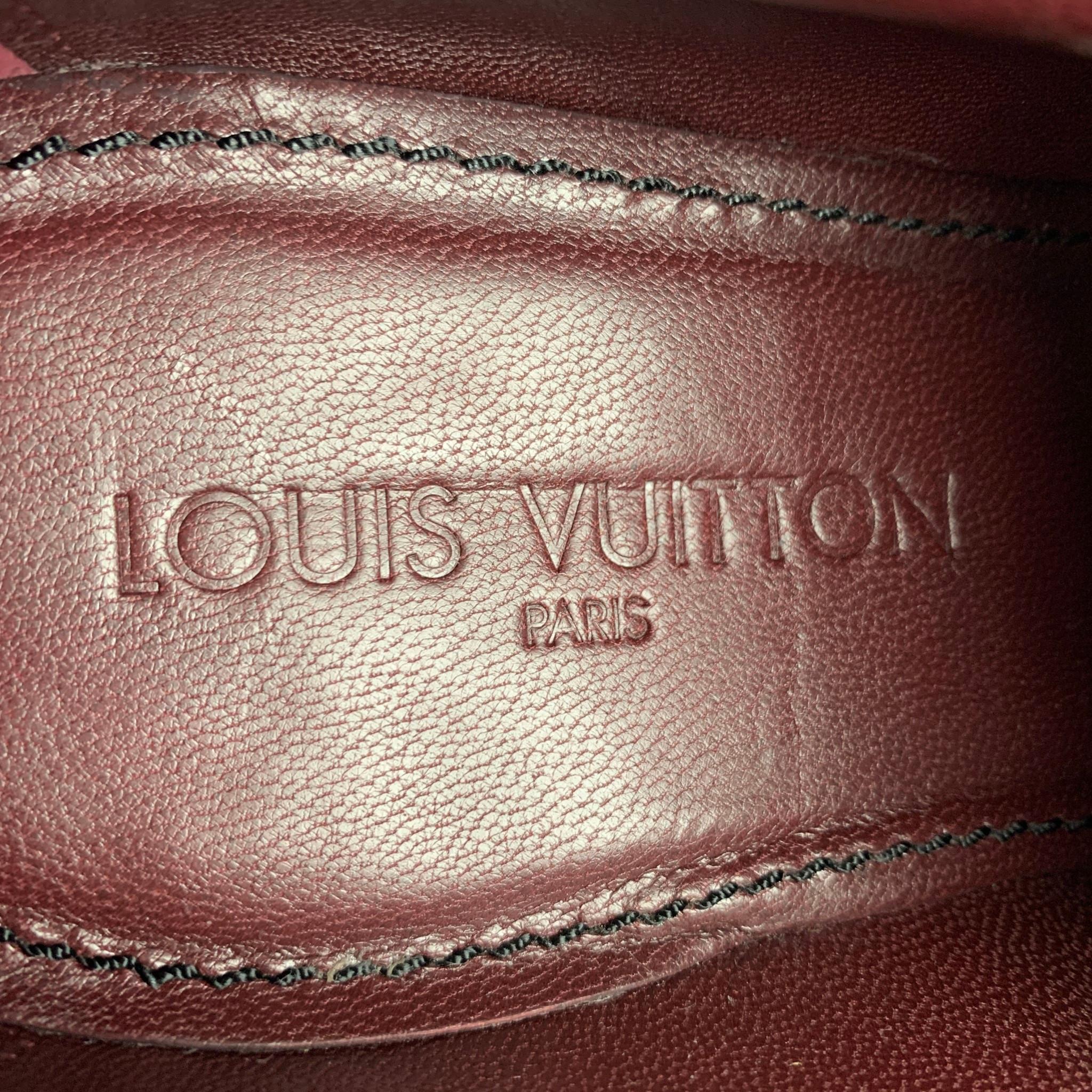 LOUIS VUITTON Size 11 Burgundy Antique Leather Double Monk Strap Loafers In Good Condition In San Francisco, CA