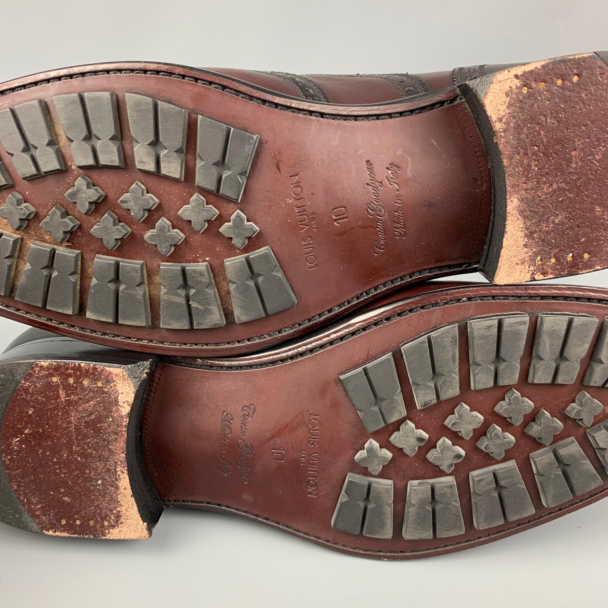 Men's LOUIS VUITTON Size 11 Burgundy Antique Leather Double Monk Strap Loafers
