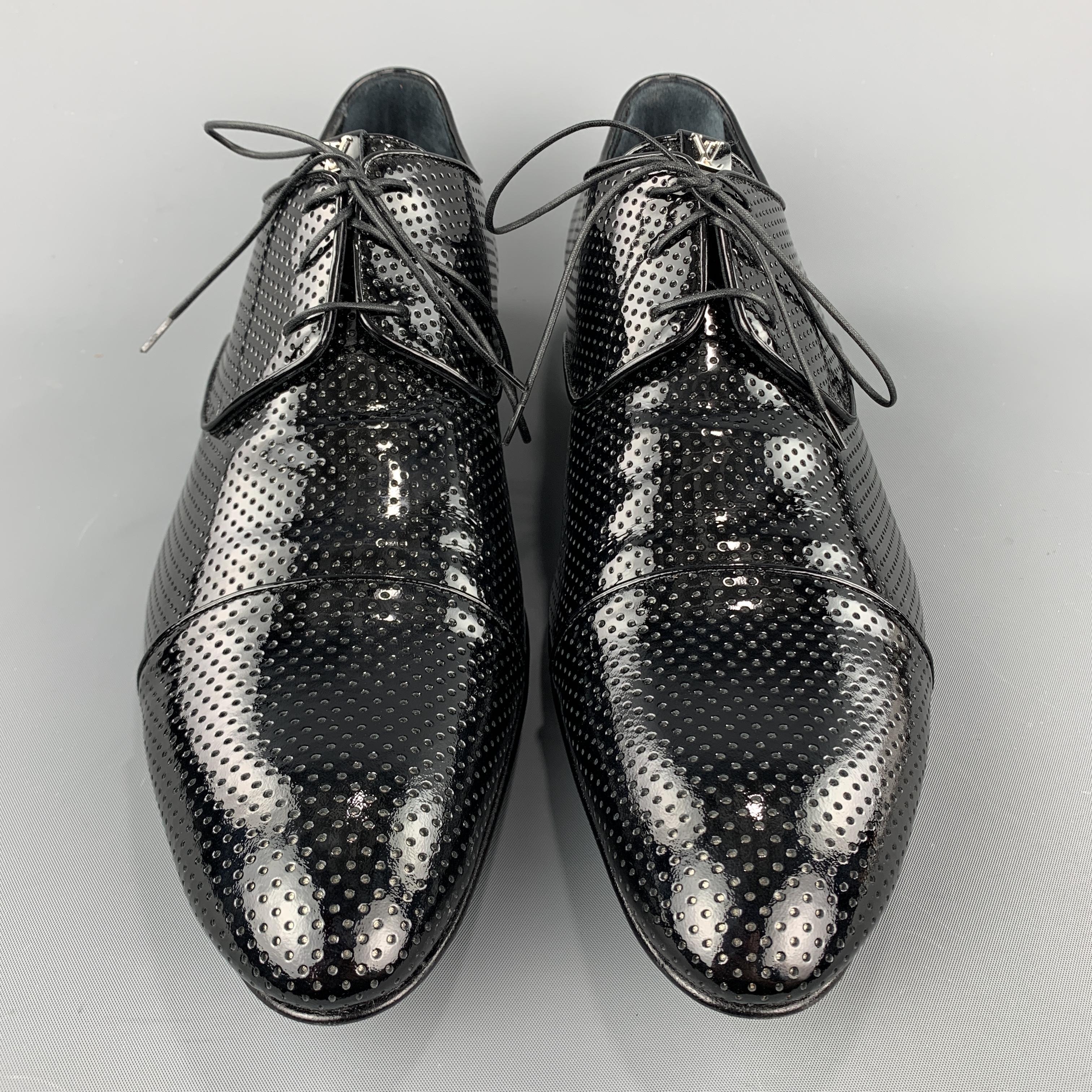 Men's LOUIS VUITTON Size 11 Perforated Black Lace Up Shoe