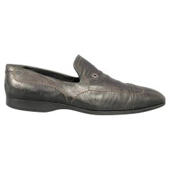 LOUIS VUITTON Size 11.5 Black Leather Wingtip Loafers