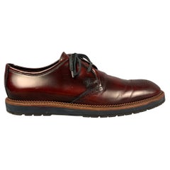 LOUIS VUITTON Size 11.5 Burgundy Perforated Leather Lace Up Shoes