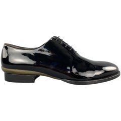 LOUIS VUITTON Size 11.5 Solid Black Lace Up Shoe