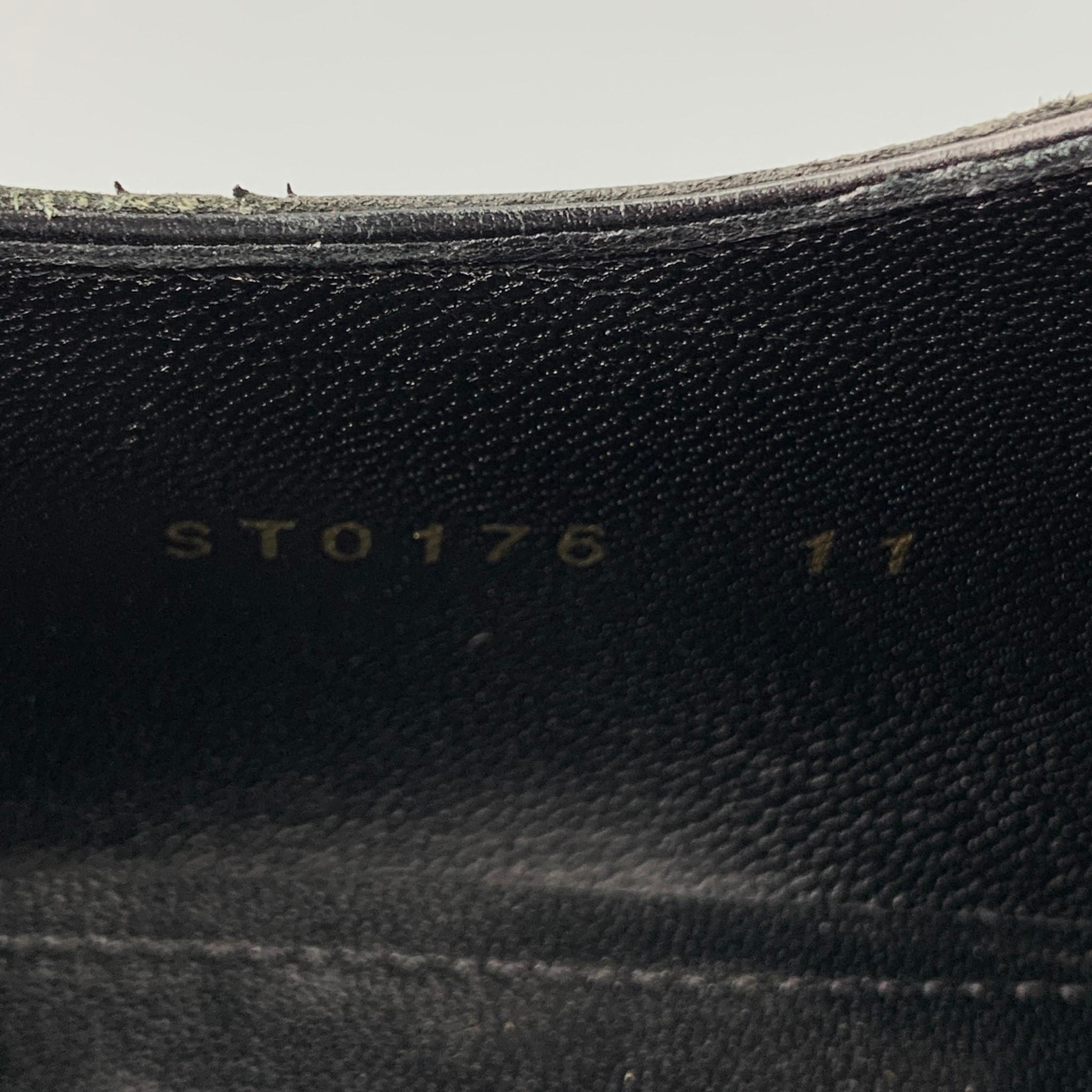 LOUIS VUITTON Size 12 Black Damier Leather Lace Up Dress Shoes In Good Condition In San Francisco, CA