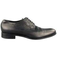 LOUIS VUITTON Size 12 Black Damier Leather Lace Up Dress Shoes