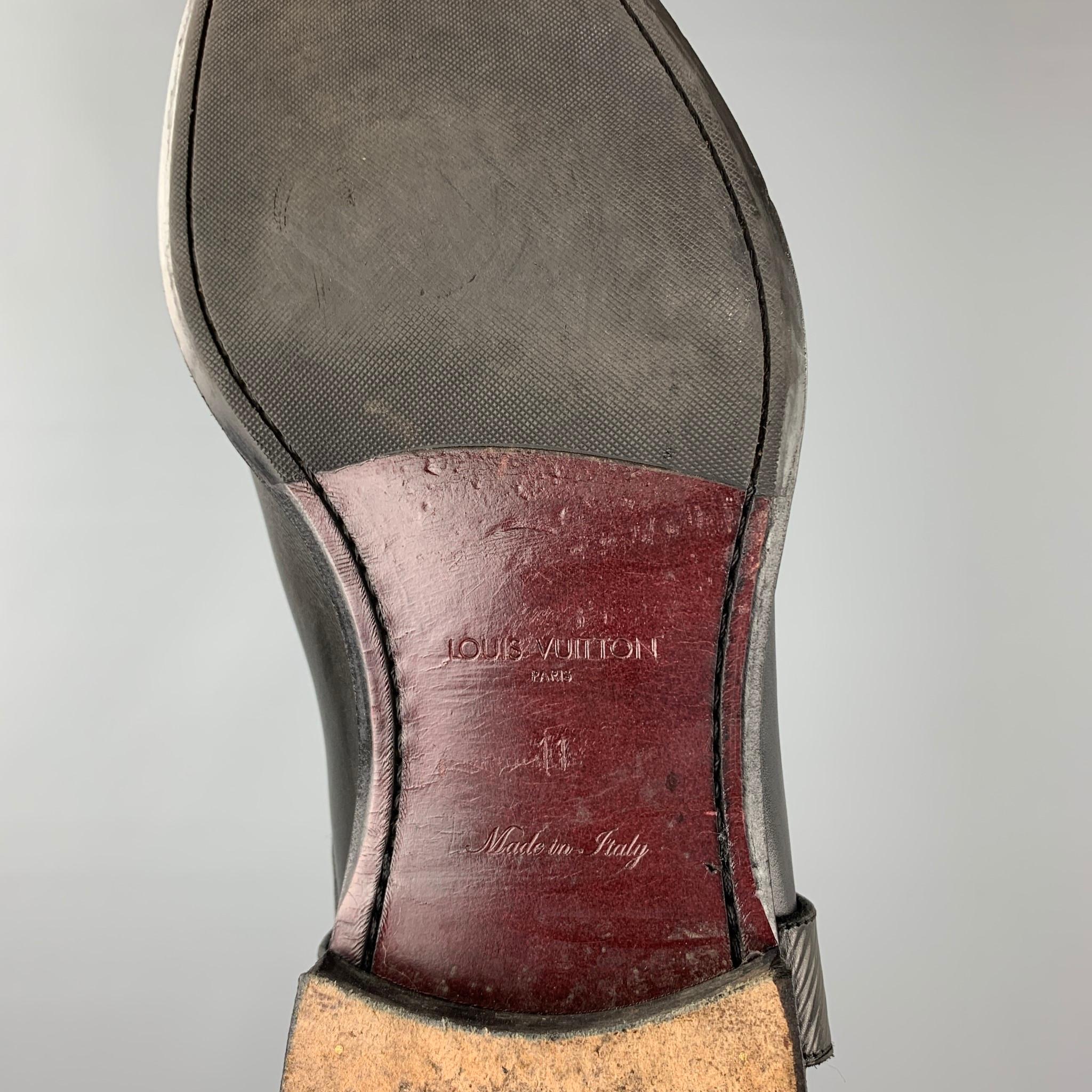 LOUIS VUITTON Size 12 Slate Antique Leather Harness Boots 3