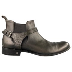 LOUIS VUITTON Size 12 Slate Antique Leather Harness Boots