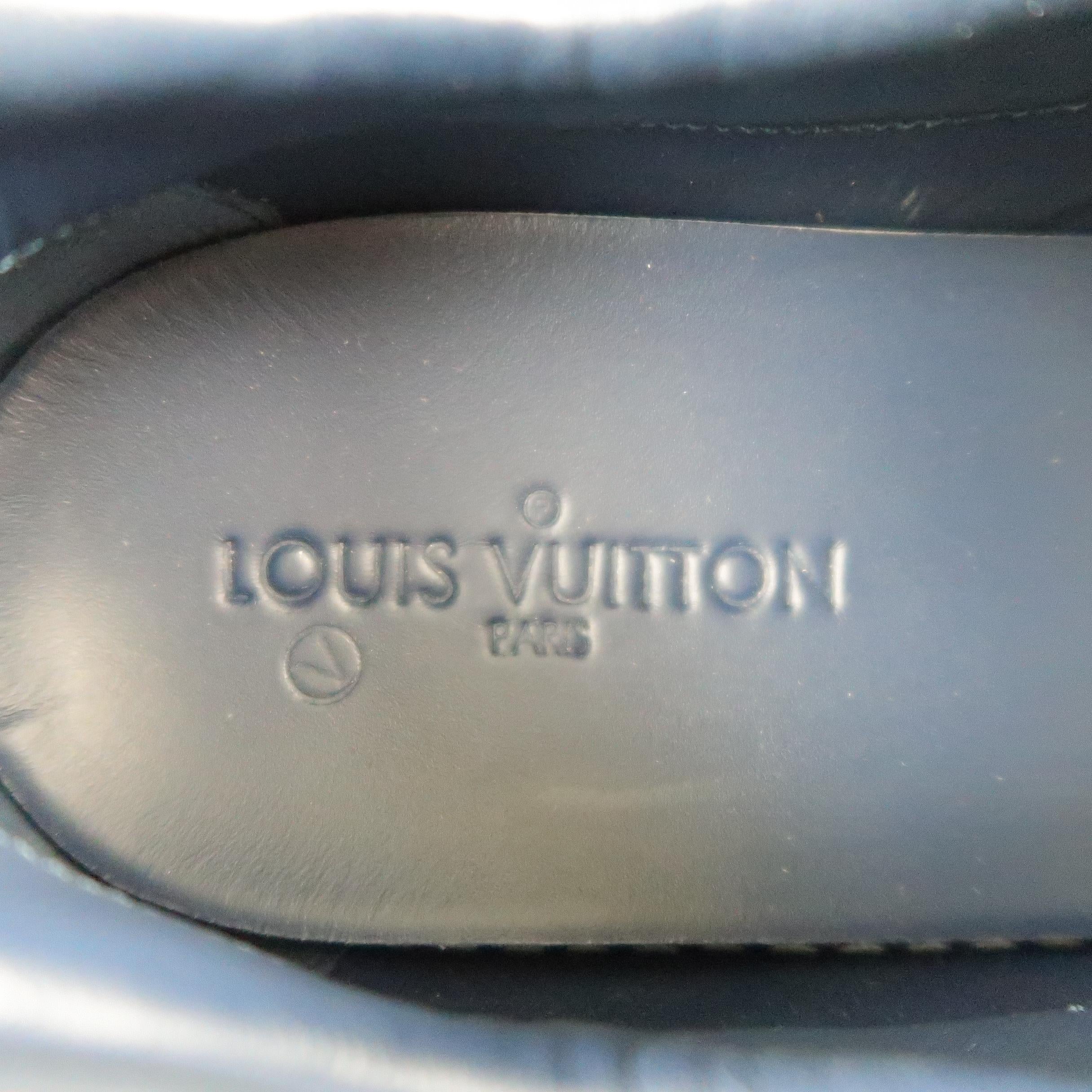 LOUIS VUITTON Size 13 Navy Leather & Rubber Low Top Sneakers 3