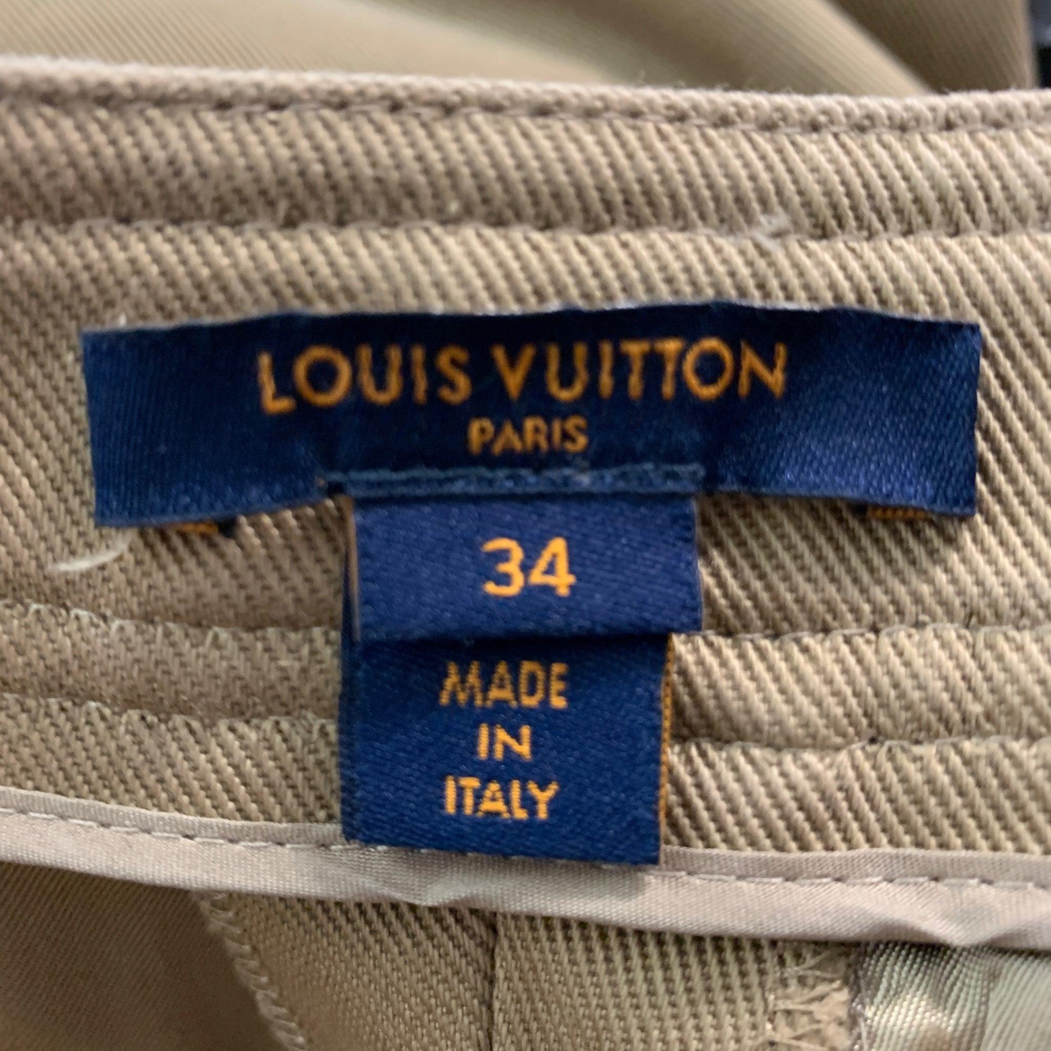 LOUIS VUITTON Size 2 Khaki Cotton Pleated Casual Pants For Sale 1