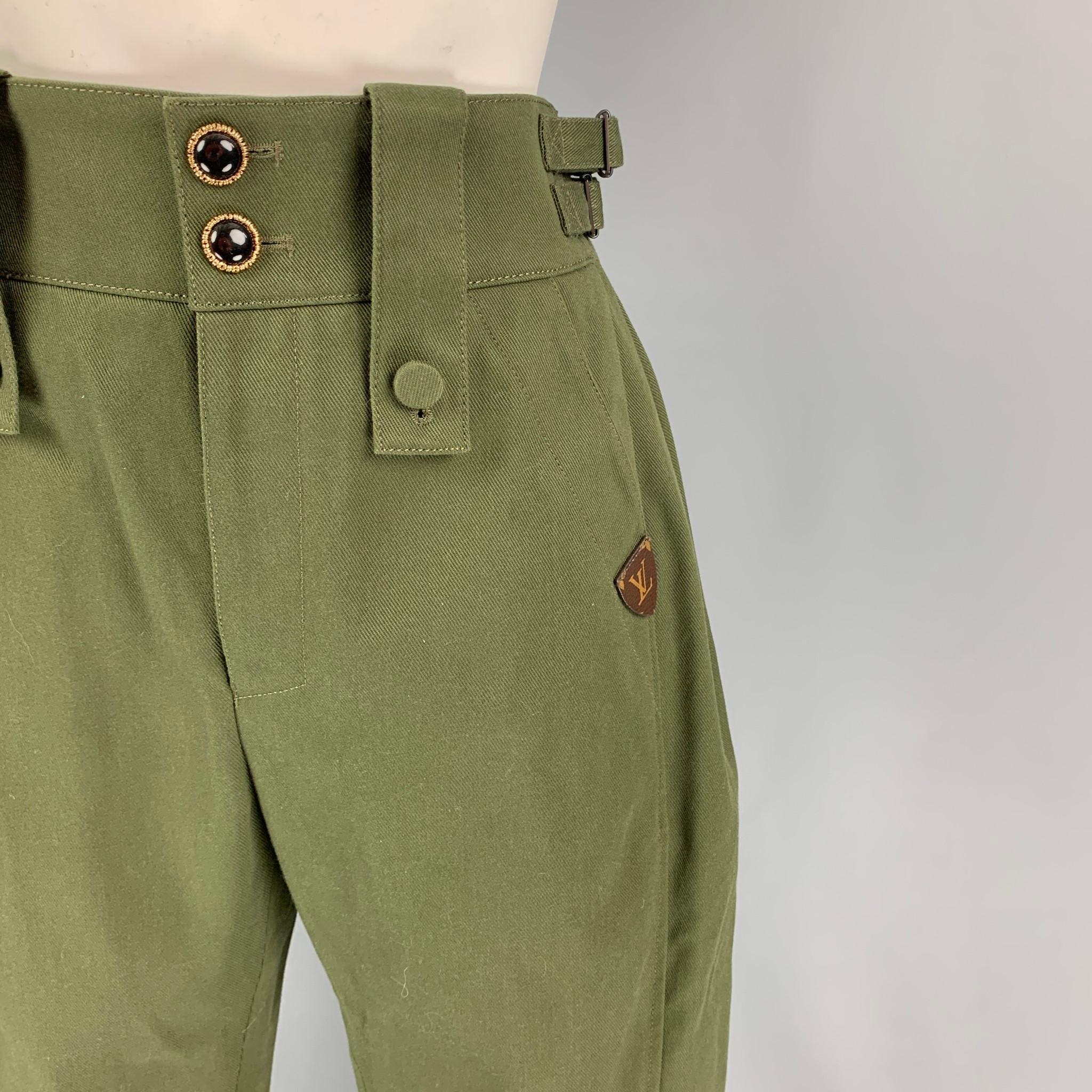 Louis Vuitton - Pantalon de jodhpurs tailleur en coton et polyester olive, taille 2 Excellent état à San Francisco, CA