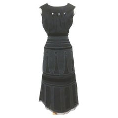 Vintage Louis Vuitton Size 34 Black Silk Dress 862714