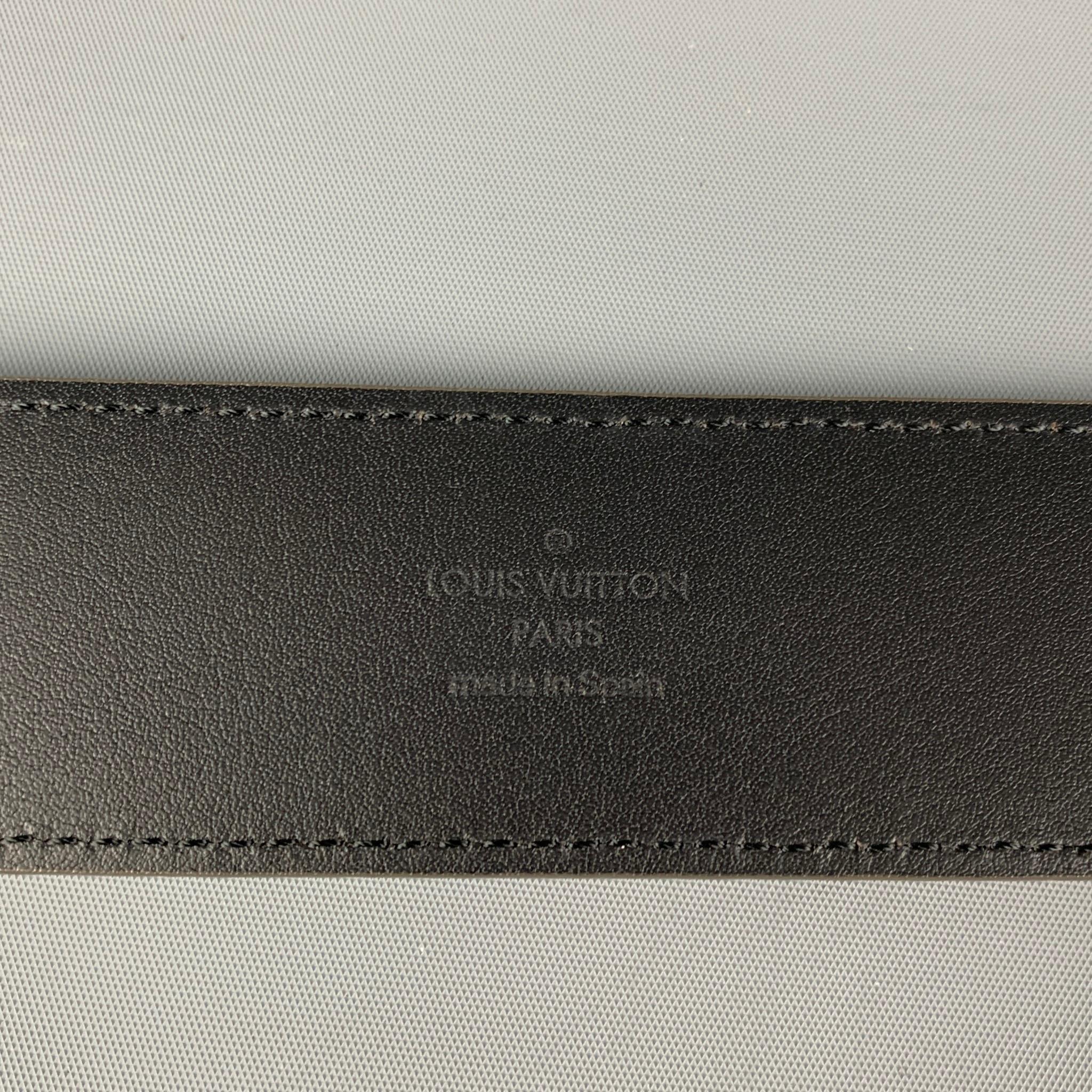 Black LOUIS VUITTON Size 34 Taupe Checkered Leather Belt