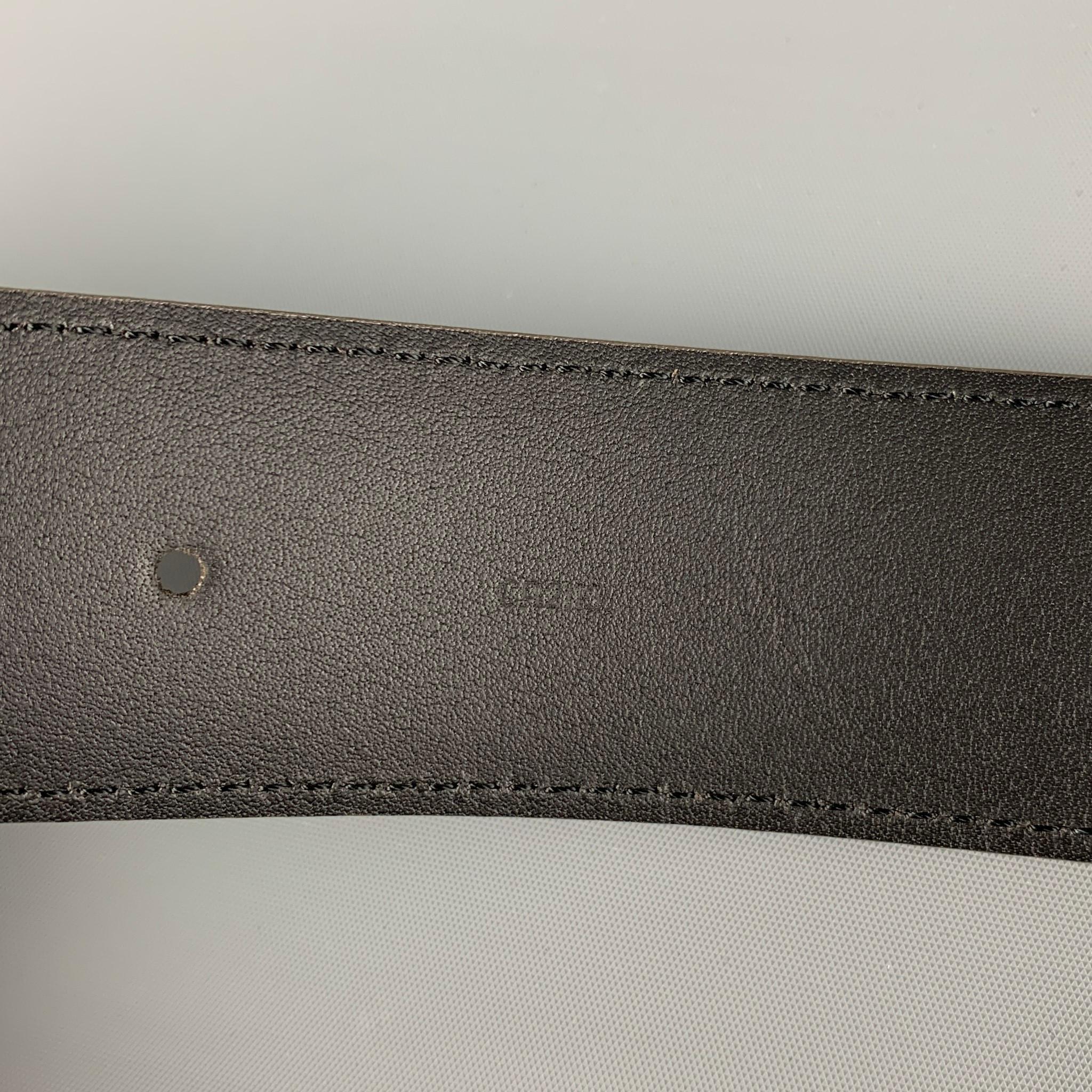 LOUIS VUITTON Size 34 Taupe Checkered Leather Belt In Excellent Condition In San Francisco, CA