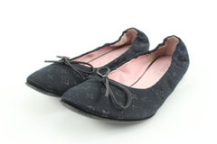 Louis Vuitton Size 34.5 Black Monogram Satin Ballerina Flats 62lv32s