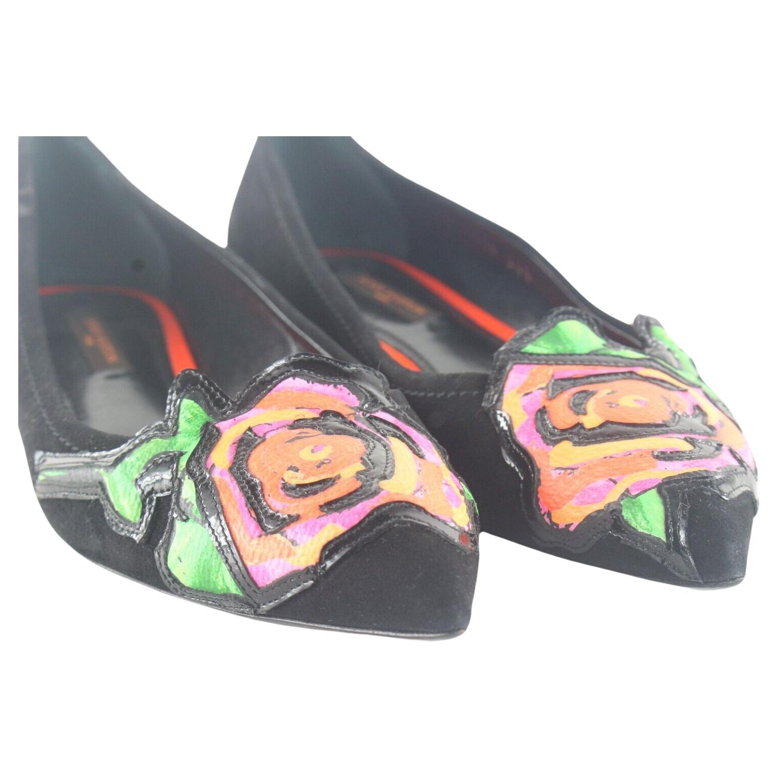 Louis Vuitton Size 34.5 Stephen Sprouse Roses Ballerina Flats 6LV1019K For Sale