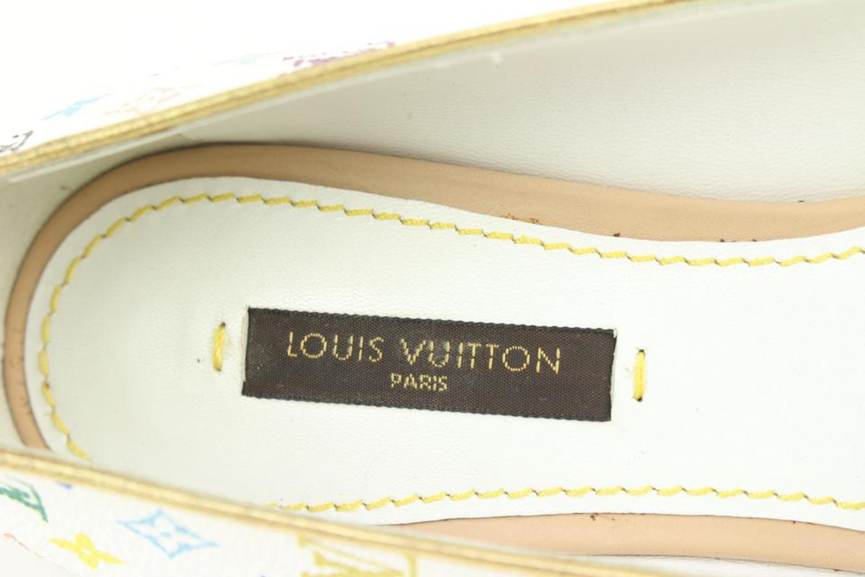 Louis Vuitton Taille 34.5 Blanc Multicolore Butterfly Ballerina Flats 46LK34 Pour femmes en vente