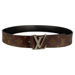 LOUIS VUITTON Ledergürtel mit Monogramm in Braun und Beige, Größe 35