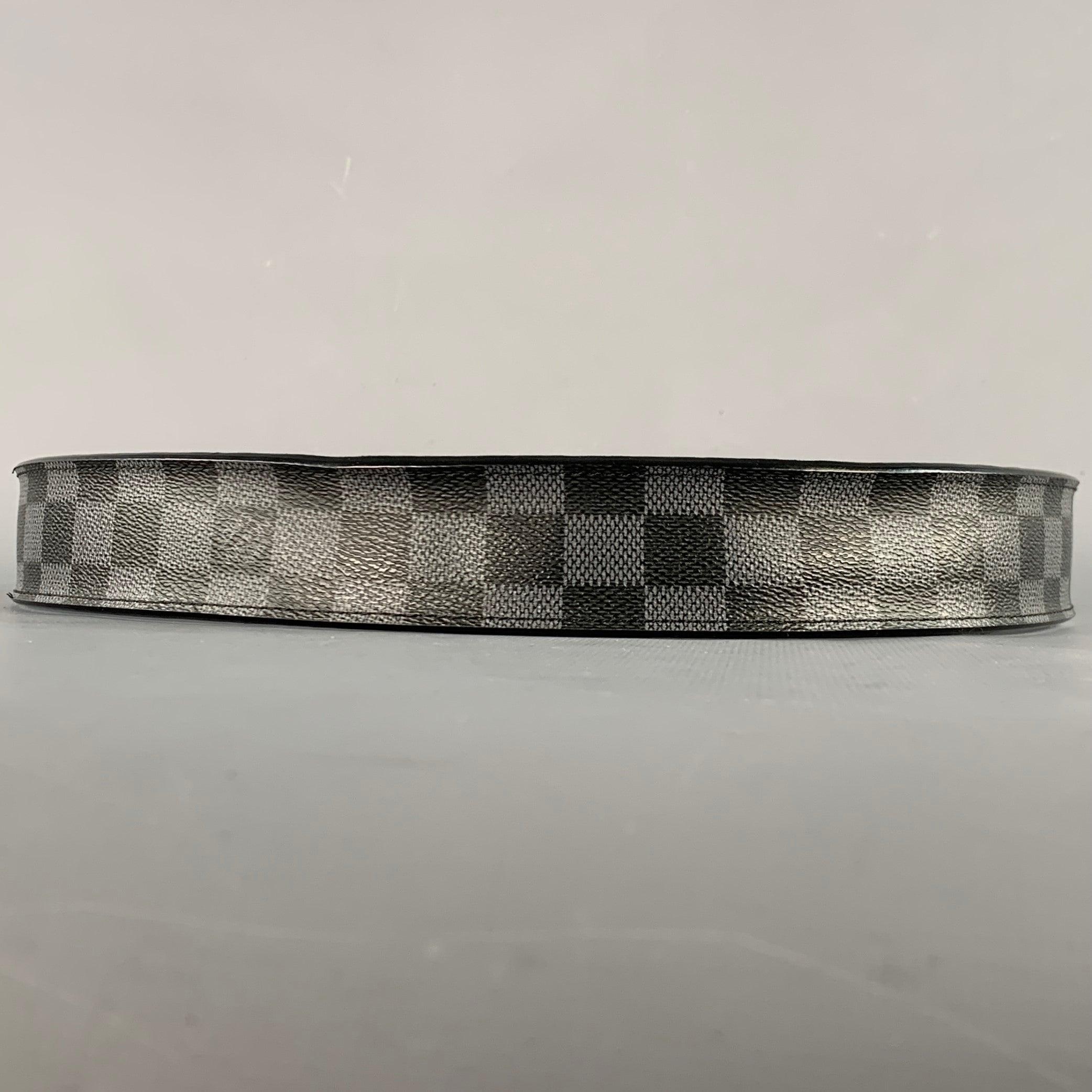 LOUIS VUITTON Größe 35 Grau Schwarz Kariert Coates Segeltuchgürtel Herren im Angebot