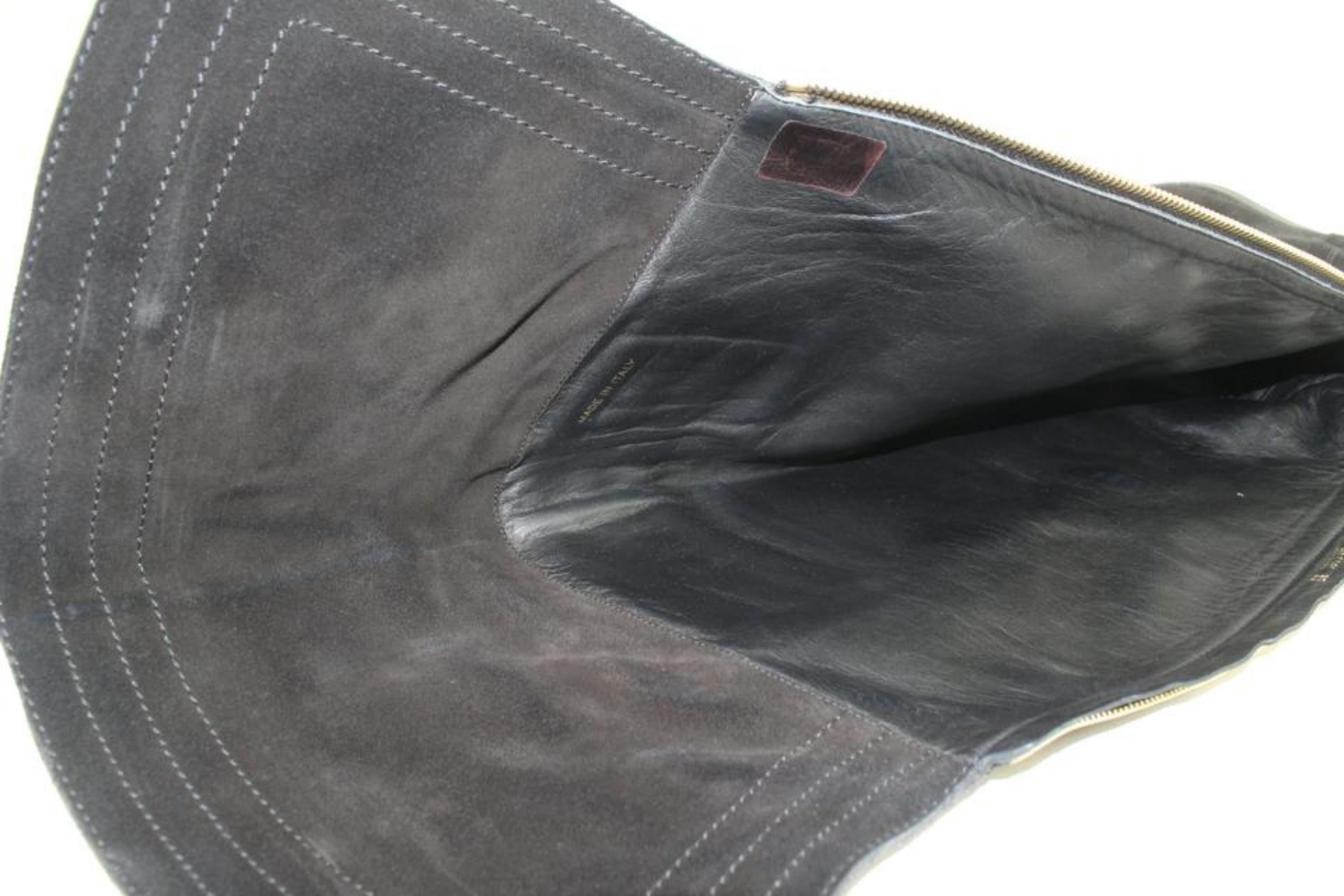 Louis Vuitton Size 35 Rare Black Suede Over the Knee Boots Moto Motorcycle 64lv3 For Sale 4